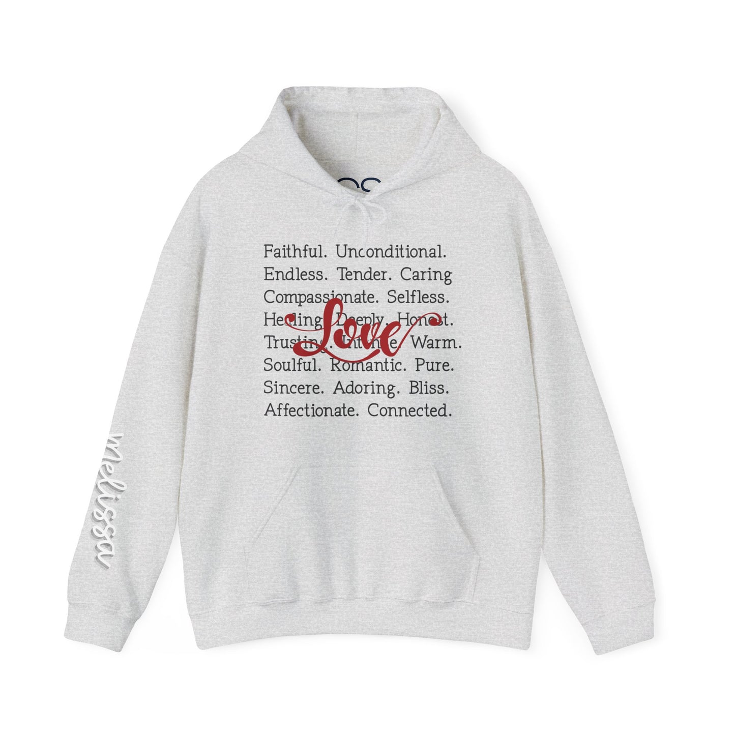 Personalized Love Words Hooded Sweatshirt - Customizable with Your Lover's Name