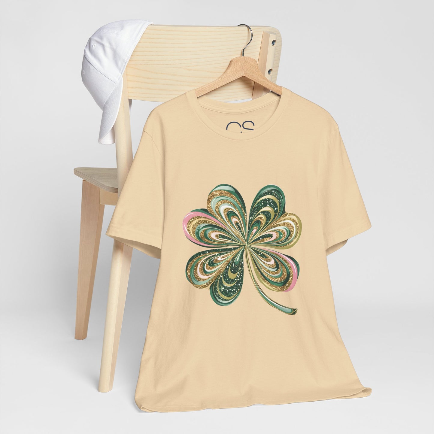 Artistic Shamrock T-Shirt | Gold and Green Swirl Clover Design | St. Patrick's Day Fashion Tee