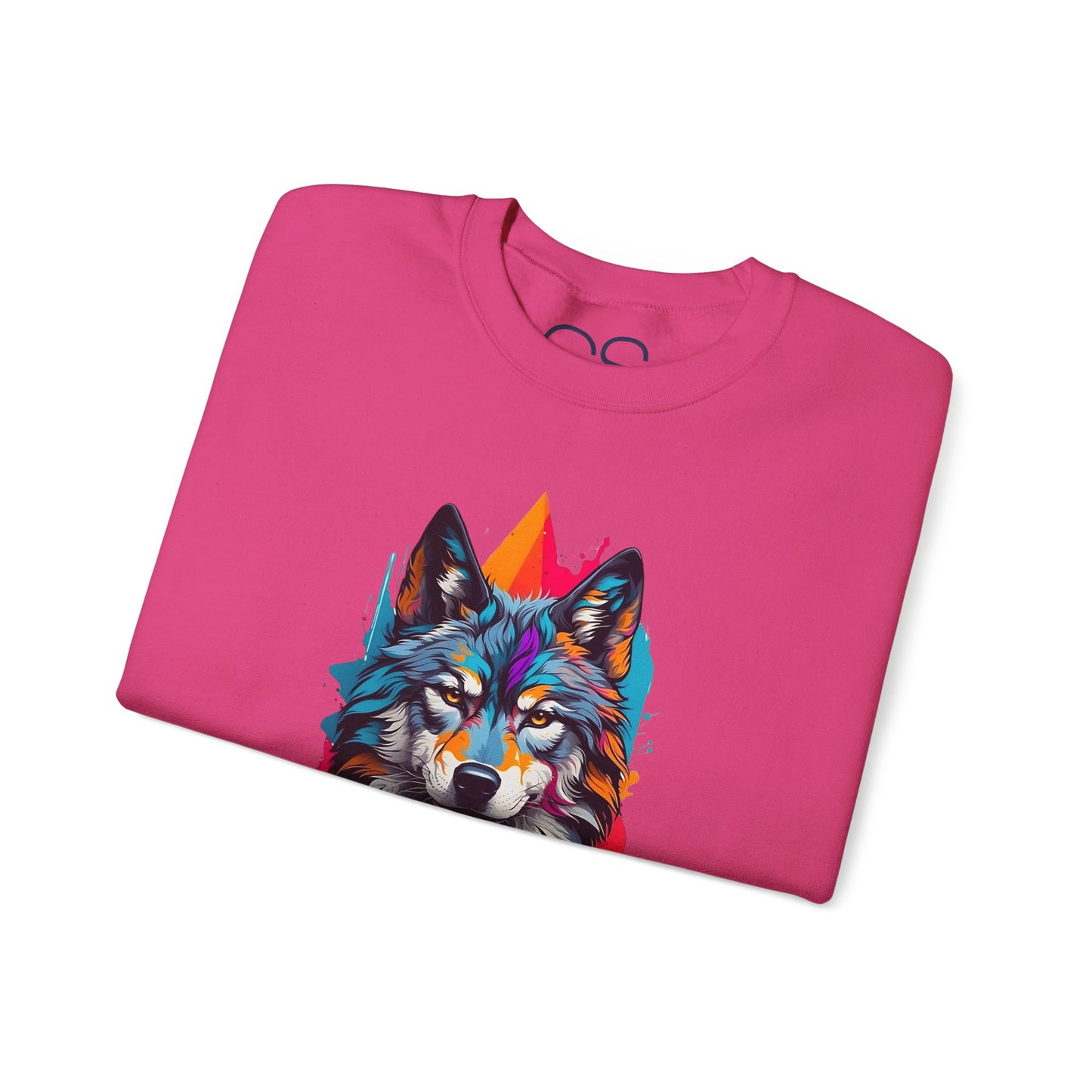 Vibrant Wolf Art Crewneck Sweatshirt - Watercolor Style Graphic