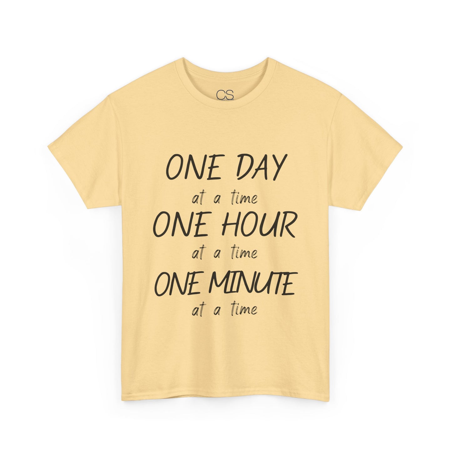 Motivational Unisex Heavy Cotton Tee – 'One Day at a Time' Humor Design