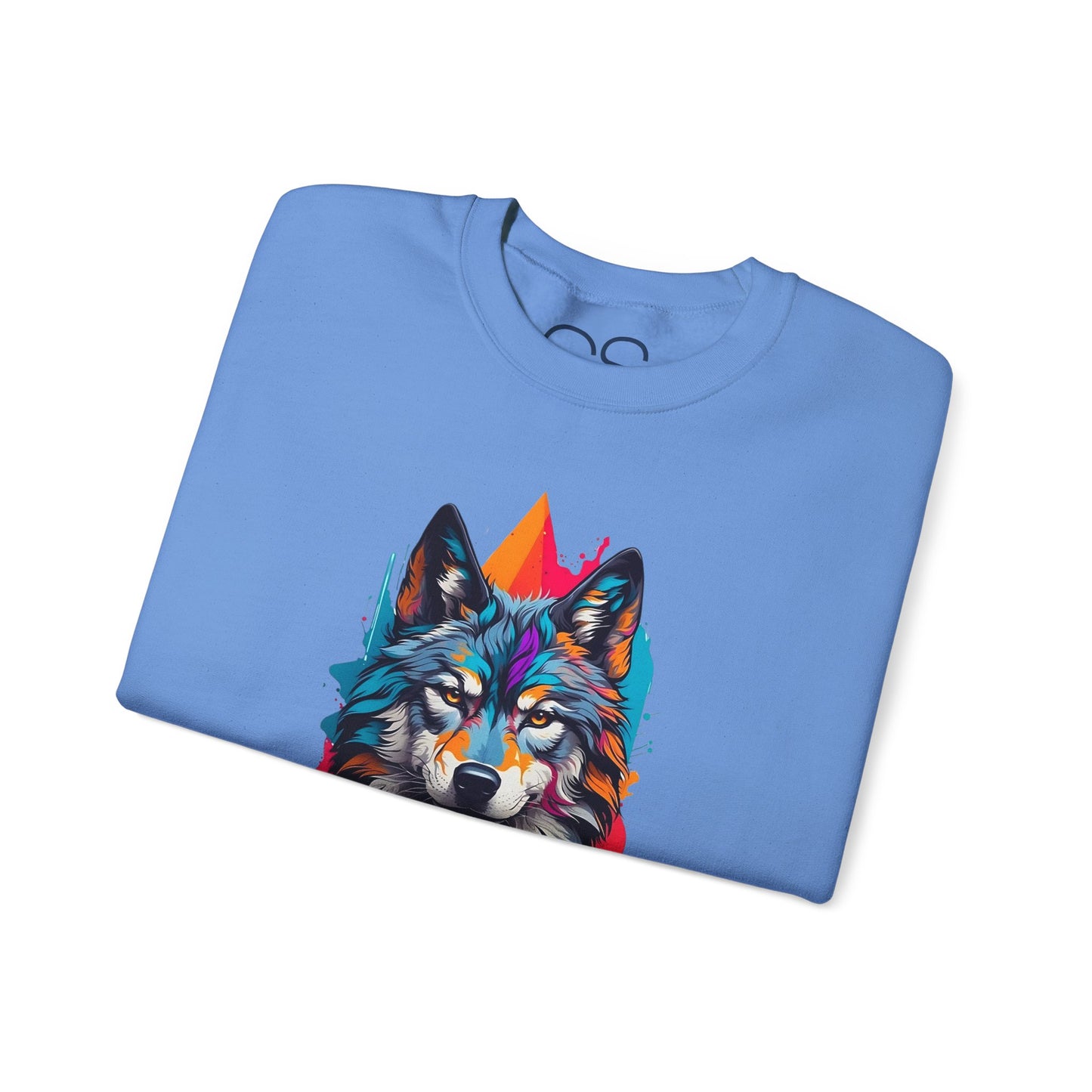 Vibrant Wolf Art Crewneck Sweatshirt - Watercolor Style Graphic