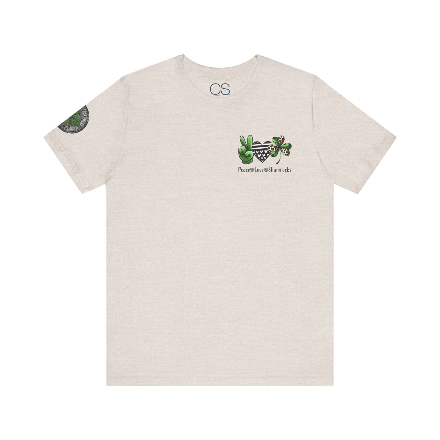 Farm Fresh Four Leaf Clover T-Shirt | Peace Love Shamrocks Double-Sided Design | St. Patrick's Day Vintage Style Tee
