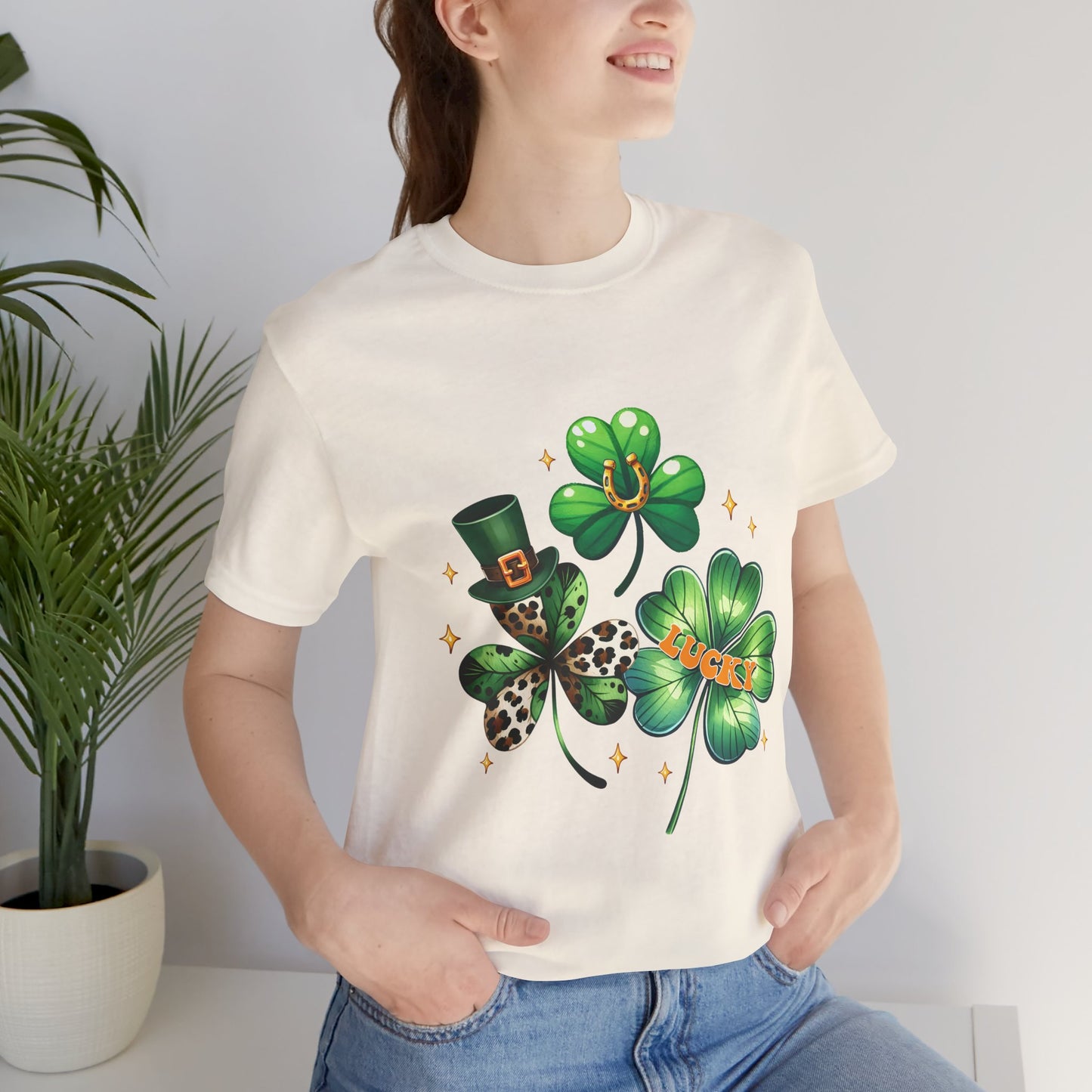 Shamrock Garden T-Shirt | Lucky Leopard Print Clover Tee | St. Patrick's Day Fashion Top