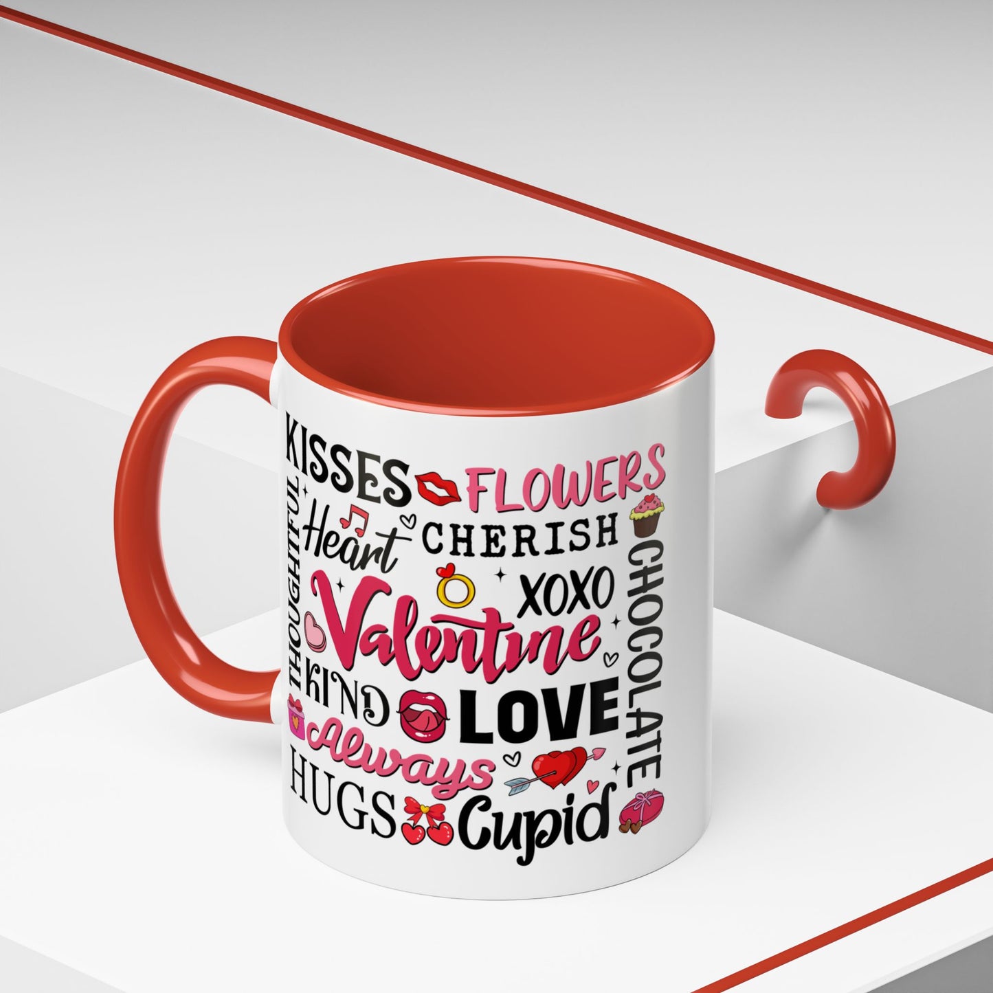Valentine's Day Word Art Color Mug with Personalized Name