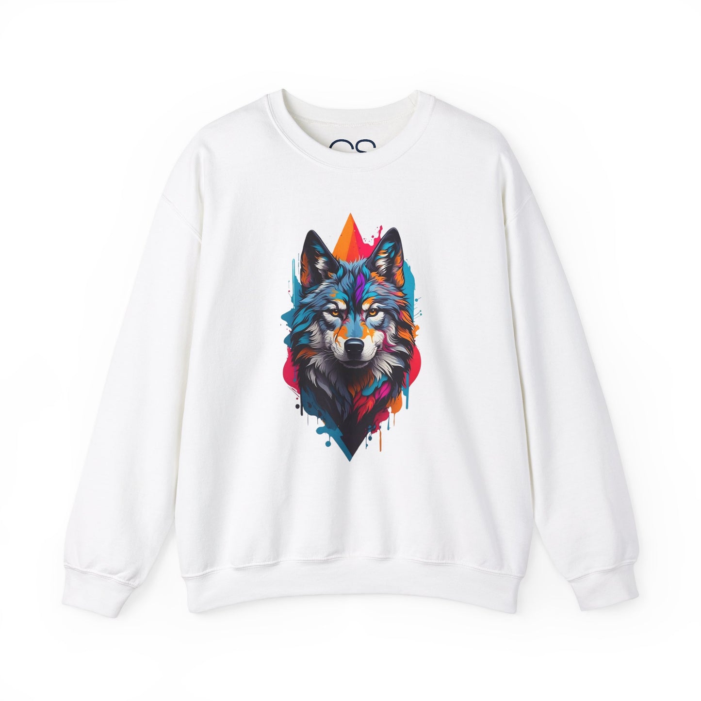 Vibrant Wolf Art Crewneck Sweatshirt - Watercolor Style Graphic