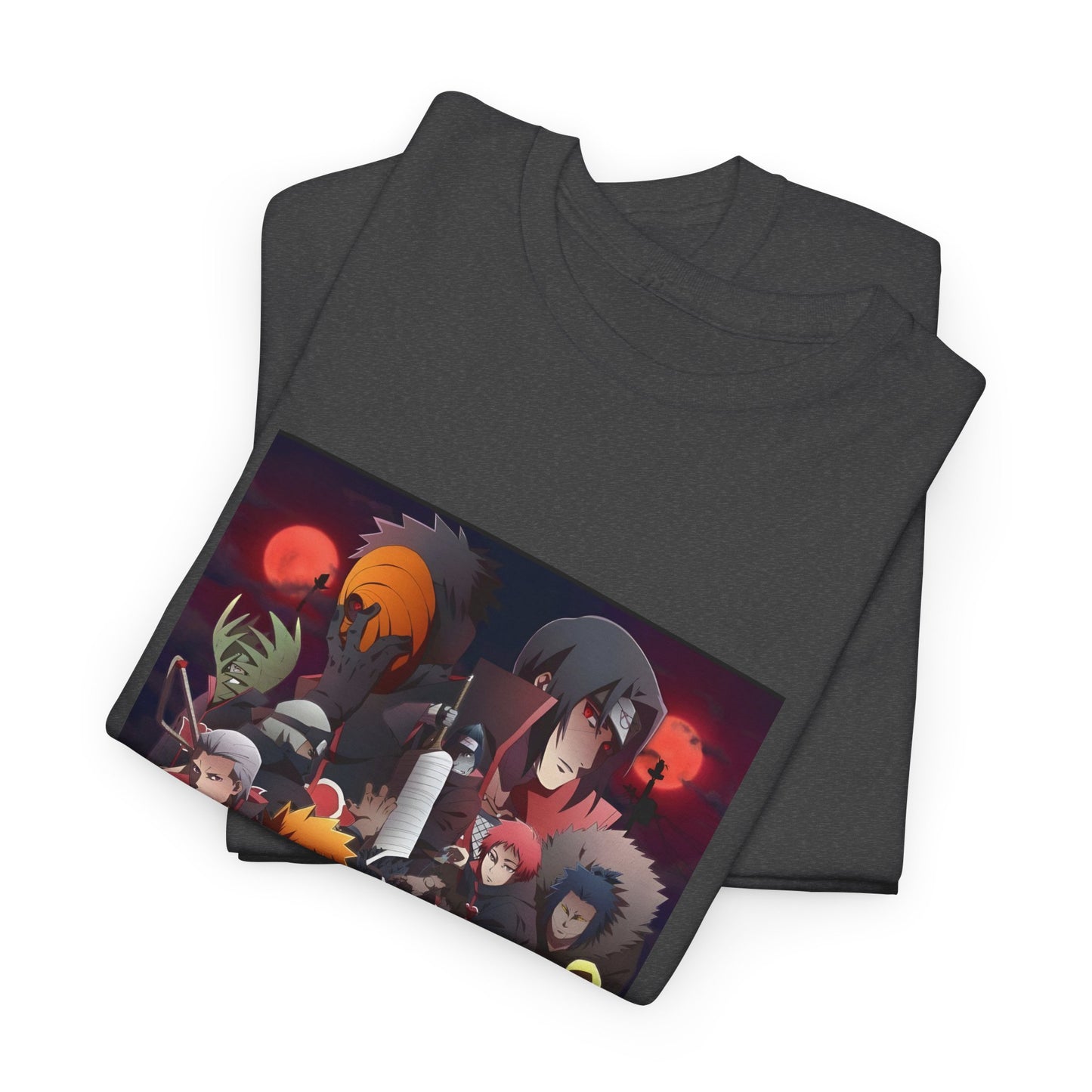 Unisex Heavy Cotton Naruto Akatsuki Anime Front and Back Printed Tee