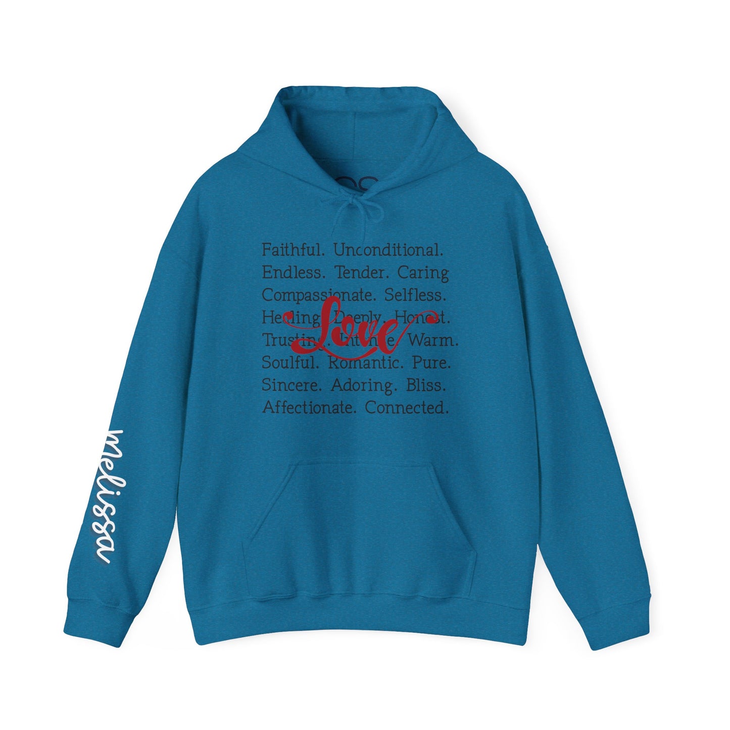 Personalized Love Words Hooded Sweatshirt - Customizable with Your Lover's Name