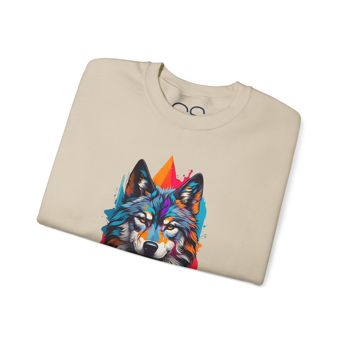Vibrant Wolf Art Crewneck Sweatshirt - Watercolor Style Graphic