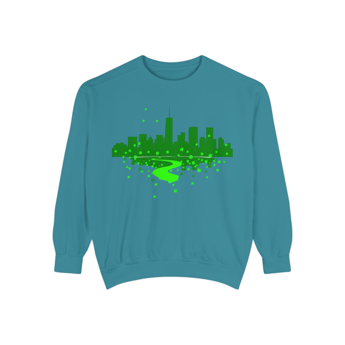 Chicago Skyline St. Patrick's Day Unisex Garment-Dyed Sweatshirt