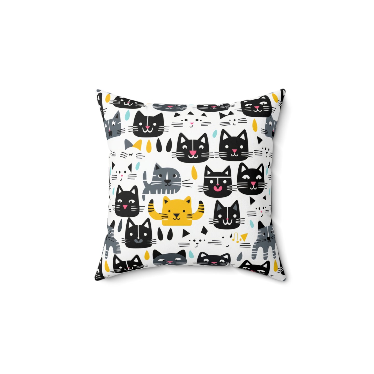 Adorable Feline-Inspired Spun Polyester Throw Pillow