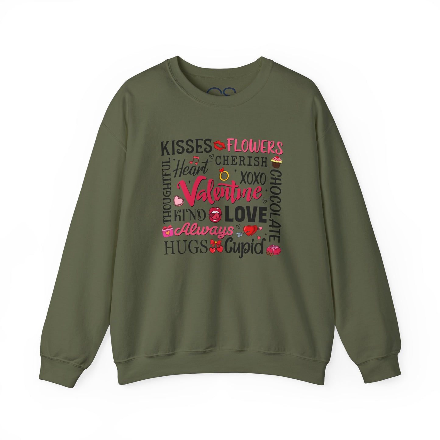 Valentine's Day Word Art Sweatshirt Crewneck Sweatshirt