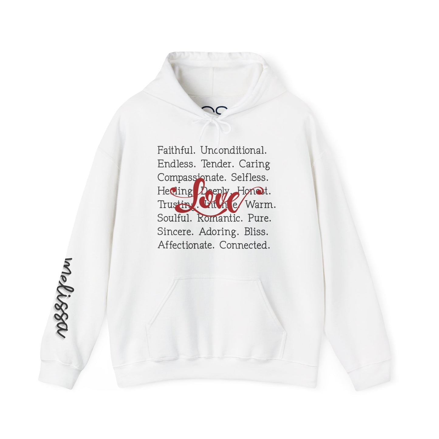 Personalized Love Words Hooded Sweatshirt - Customizable with Your Lover's Name