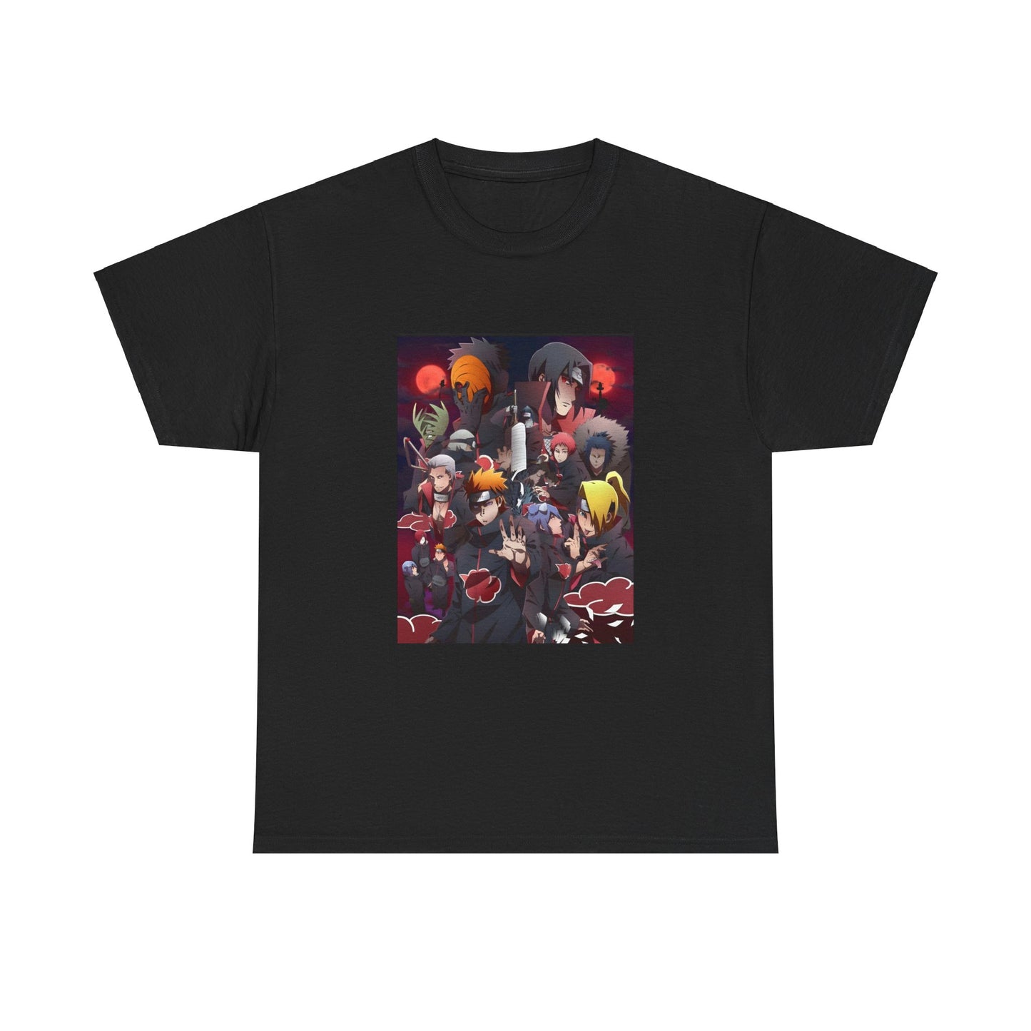 Unisex Heavy Cotton Naruto Akatsuki Anime Front and Back Printed Tee