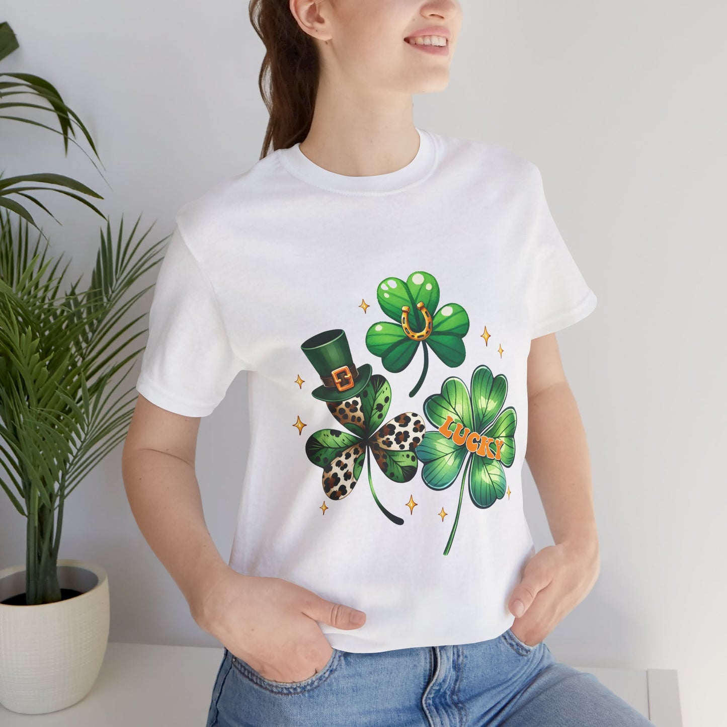 Shamrock Garden T-Shirt | Lucky Leopard Print Clover Tee | St. Patrick's Day Fashion Top