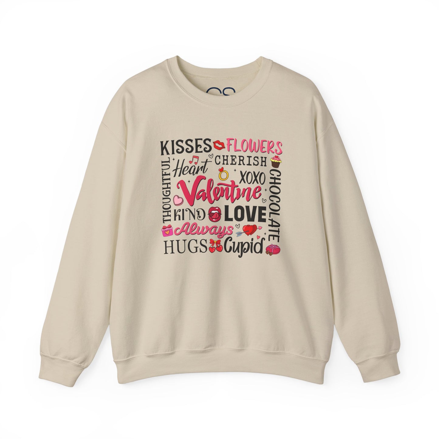 Valentine's Day Word Art Sweatshirt Crewneck Sweatshirt