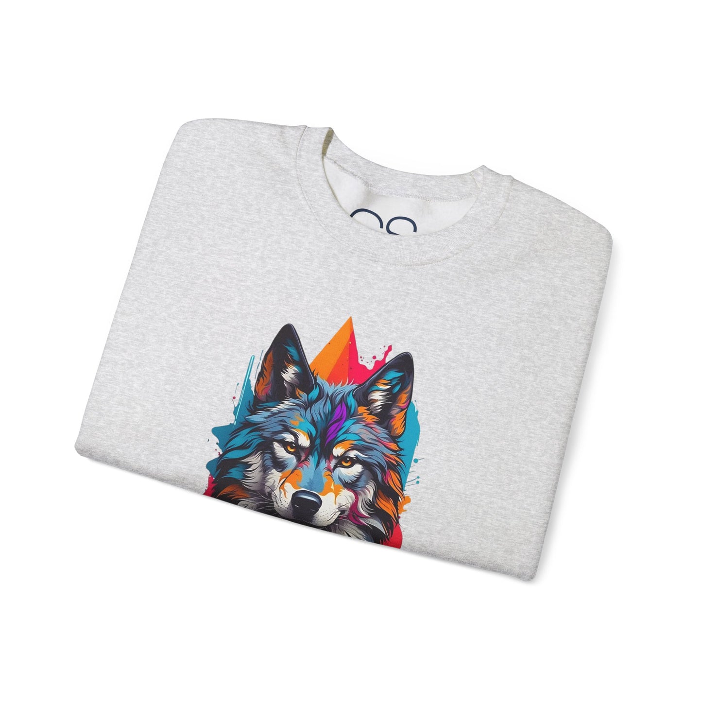 Vibrant Wolf Art Crewneck Sweatshirt - Watercolor Style Graphic
