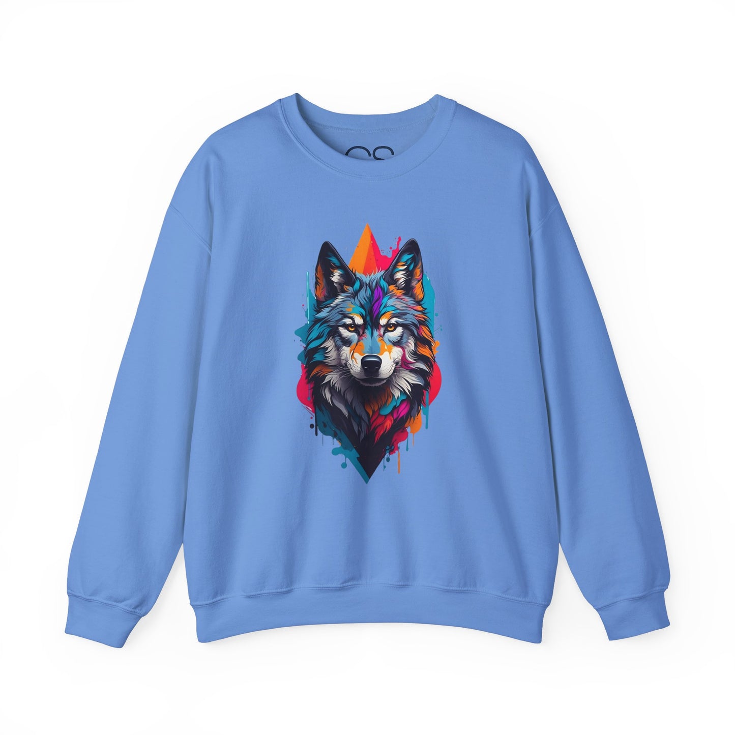 Vibrant Wolf Art Crewneck Sweatshirt - Watercolor Style Graphic