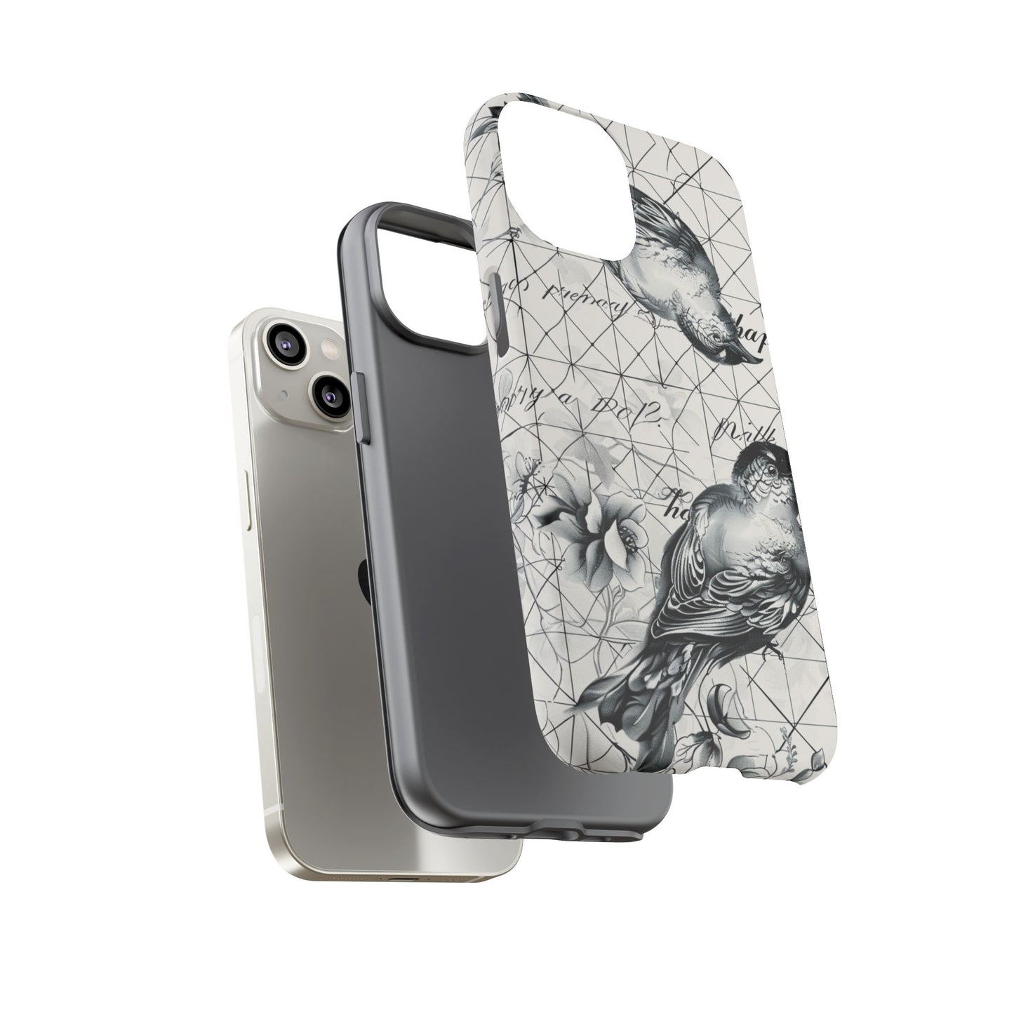 Monochrome Bird Elegance Durable Phone Case