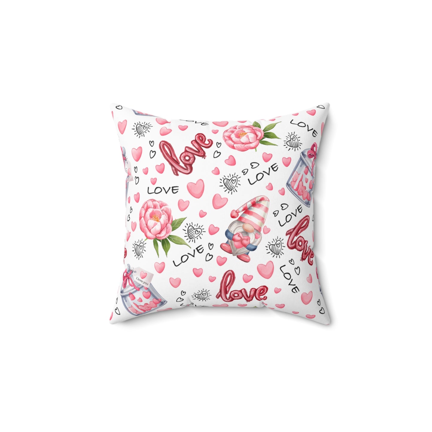 Love Heart Spun Polyester Square Pillow