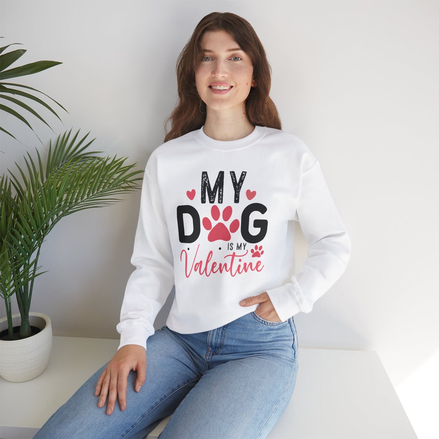 Cozy My Dog Is My Valentine Crewneck Sweatshirt