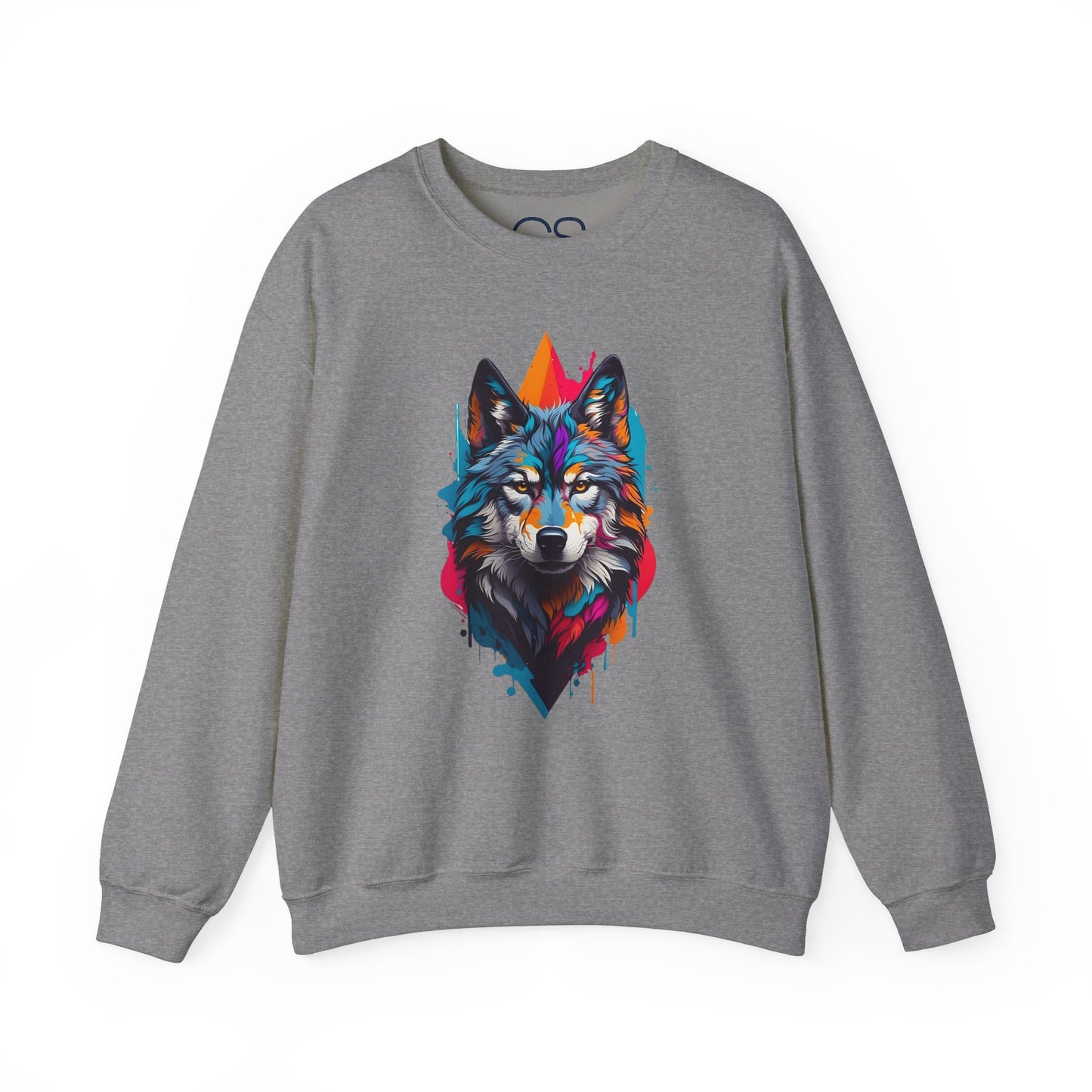 Vibrant Wolf Art Crewneck Sweatshirt - Watercolor Style Graphic