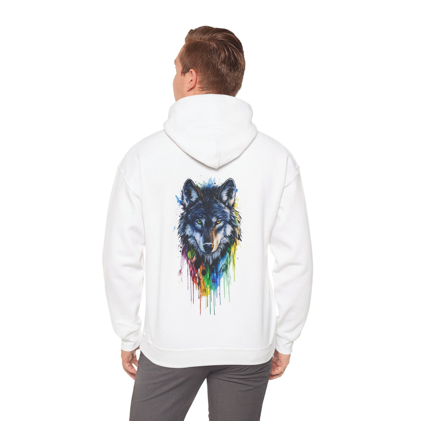 Vibrant Wolf Graphic Hooded Sweatshirt