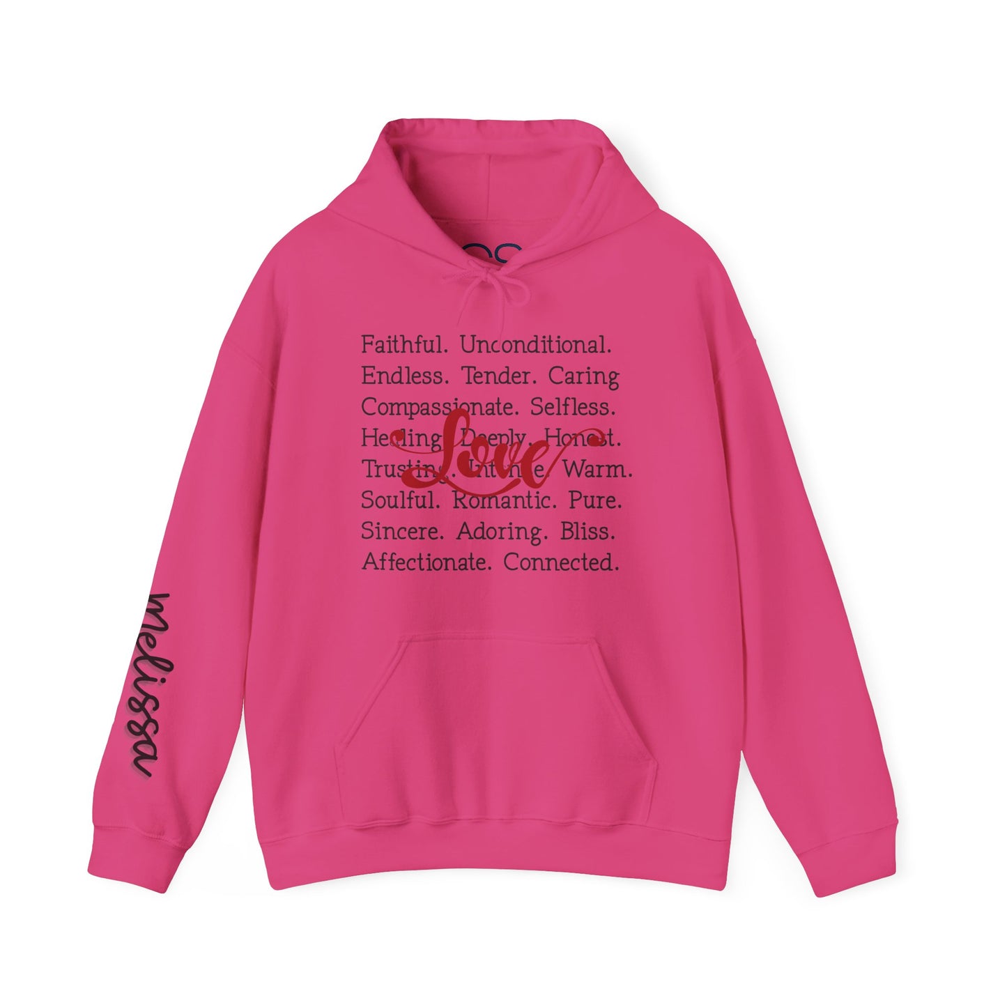 Personalized Love Words Hooded Sweatshirt - Customizable with Your Lover's Name