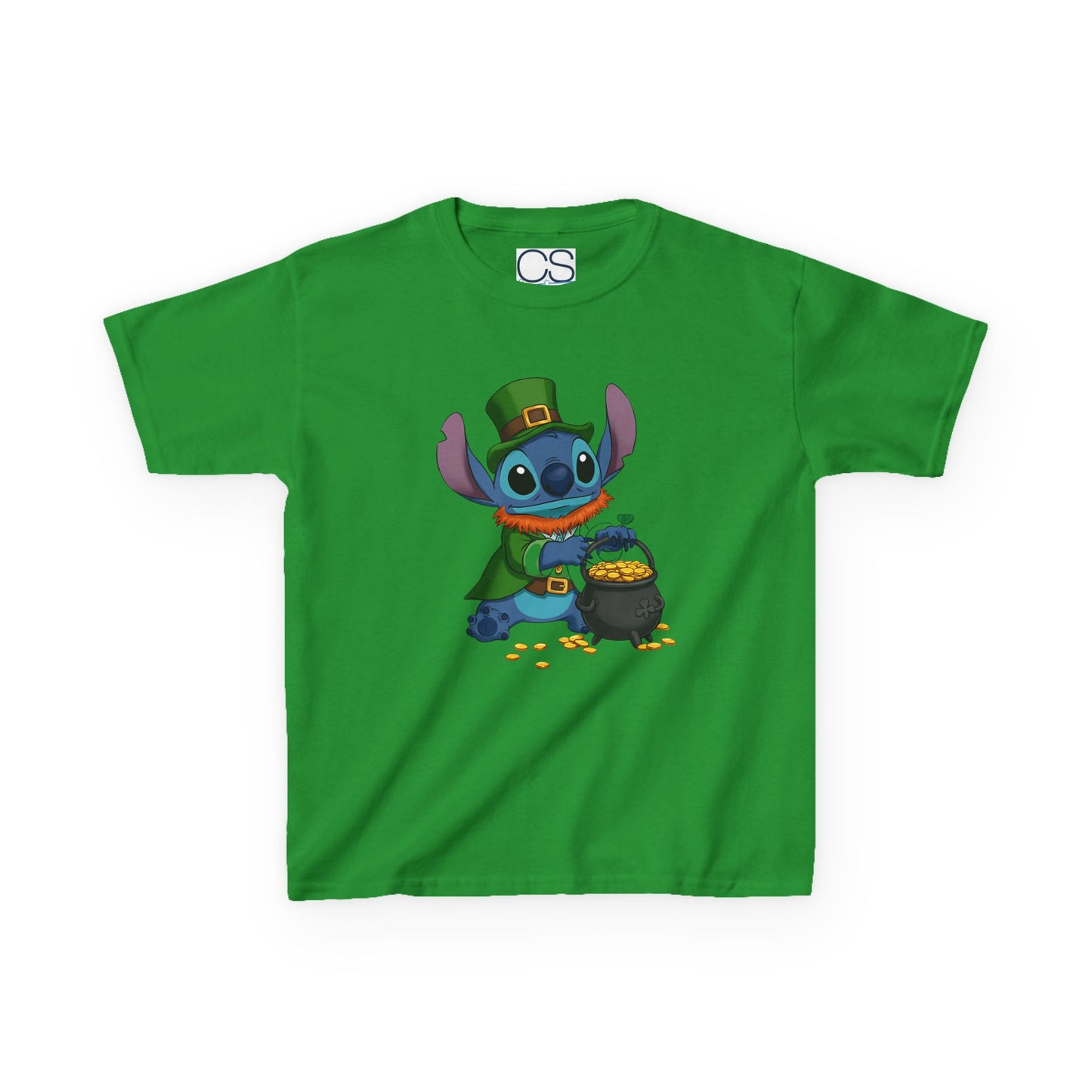 Disney Stitch St. Patrick's Day Kids Heavy Cotton T-Shirt - Lucky Stitch Tee