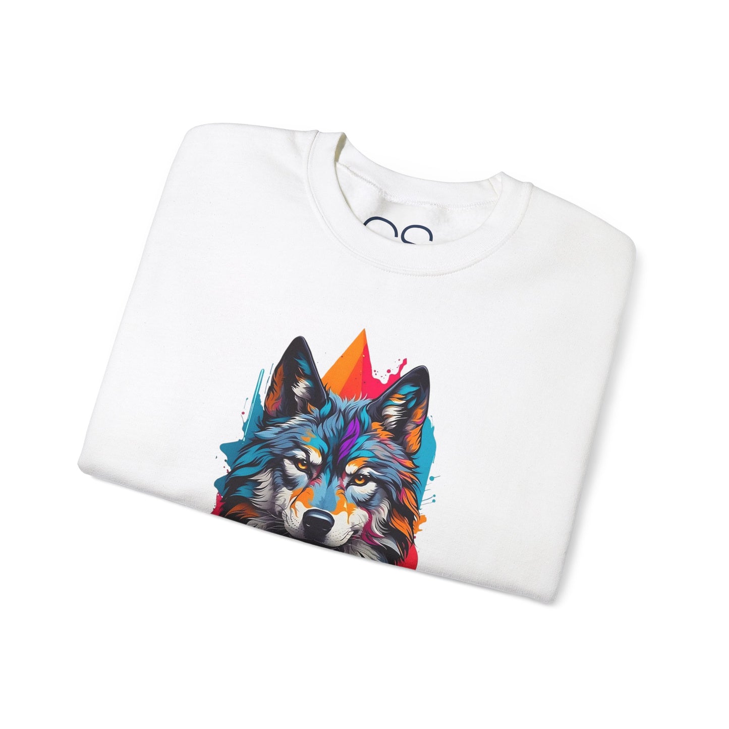 Vibrant Wolf Art Crewneck Sweatshirt - Watercolor Style Graphic