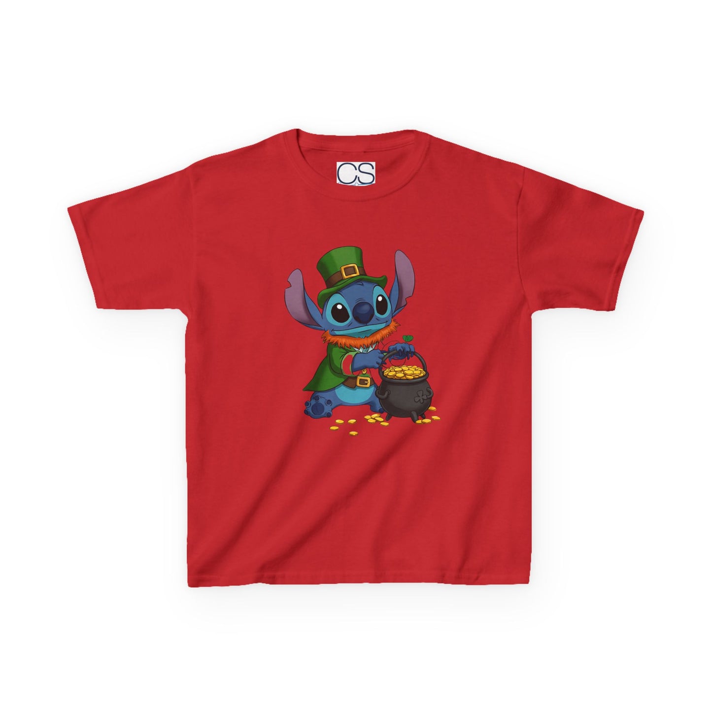 Disney Stitch St. Patrick's Day Kids Heavy Cotton T-Shirt - Lucky Stitch Tee