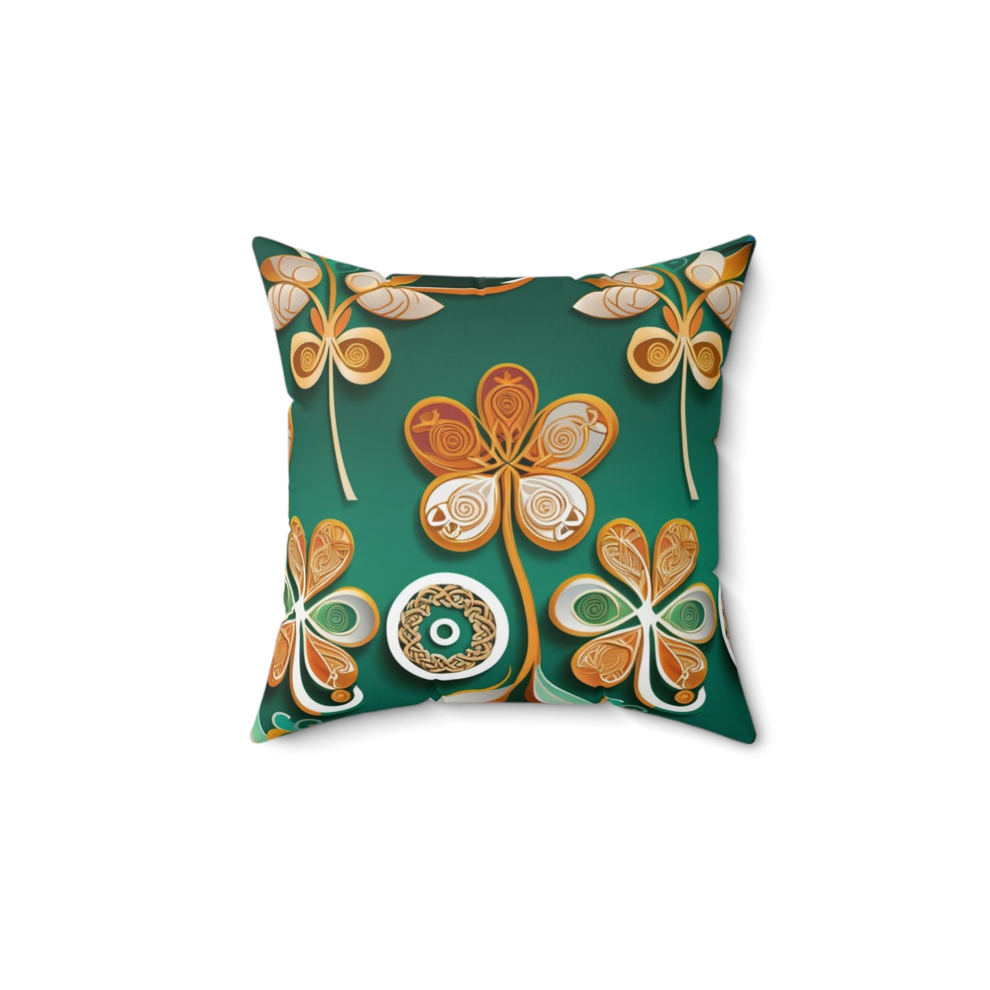 Golden Shamrock St. Patrick’s Day Pillow – Festive Irish Charm