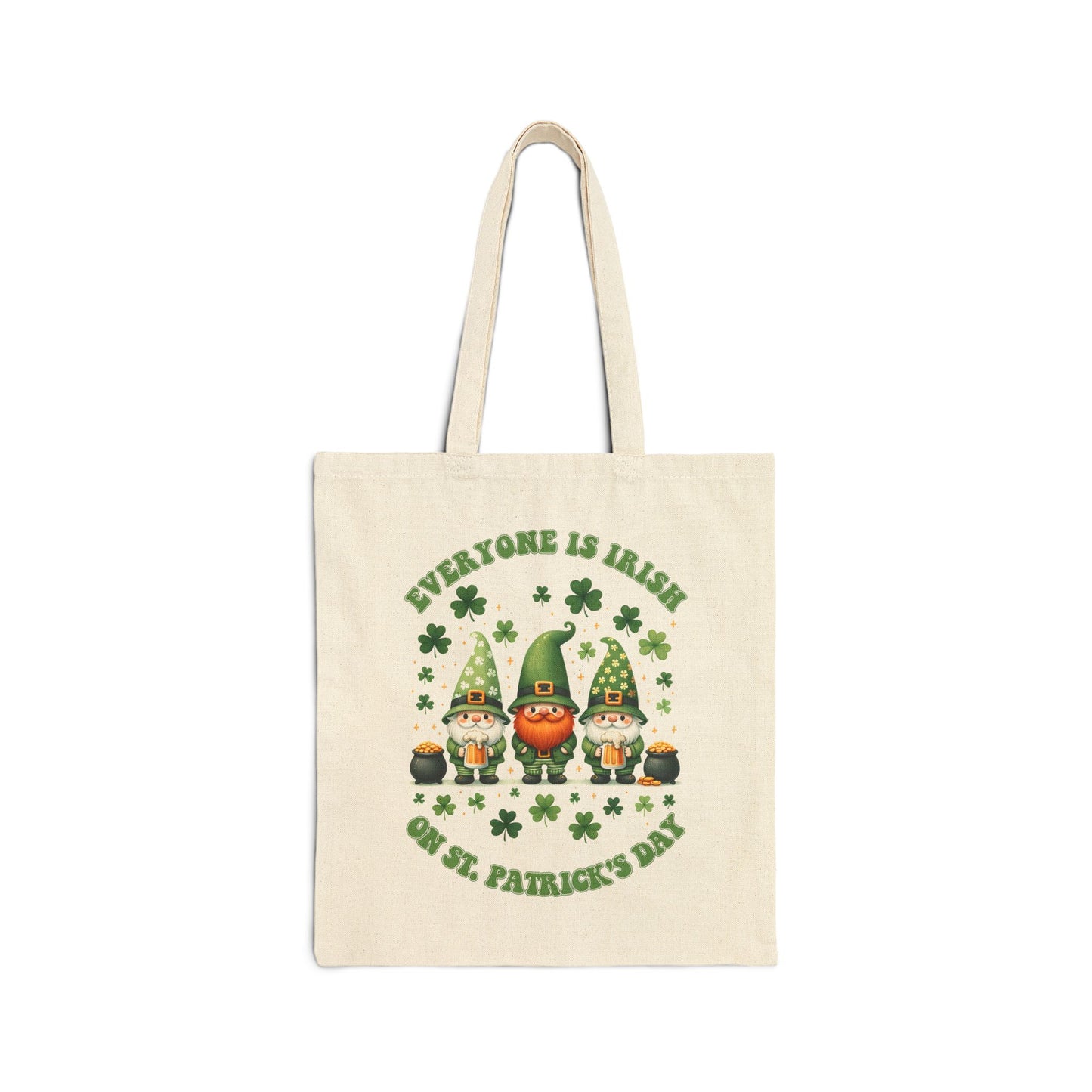 Everyone Is Irish Gnome Canvas Tote Bag