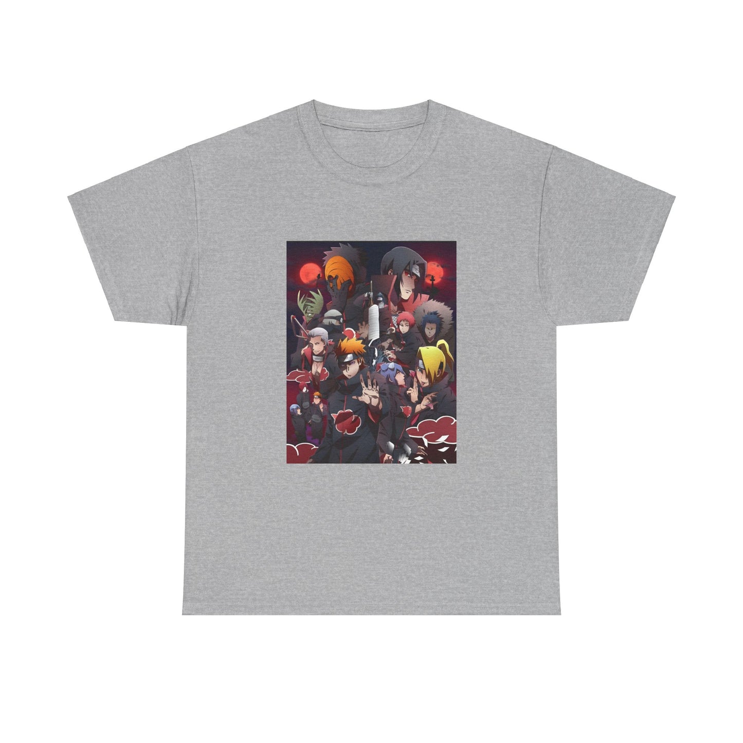 Unisex Heavy Cotton Naruto Akatsuki Anime Front and Back Printed Tee