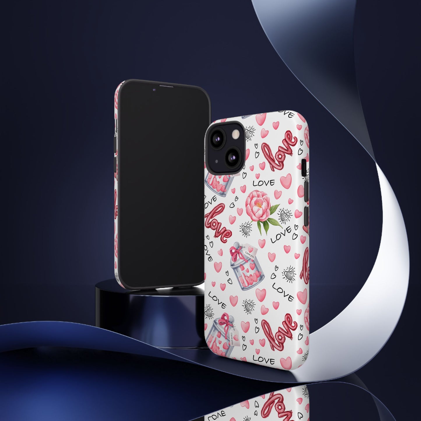 Romantic Heart & Floral Love Durable Phone Case