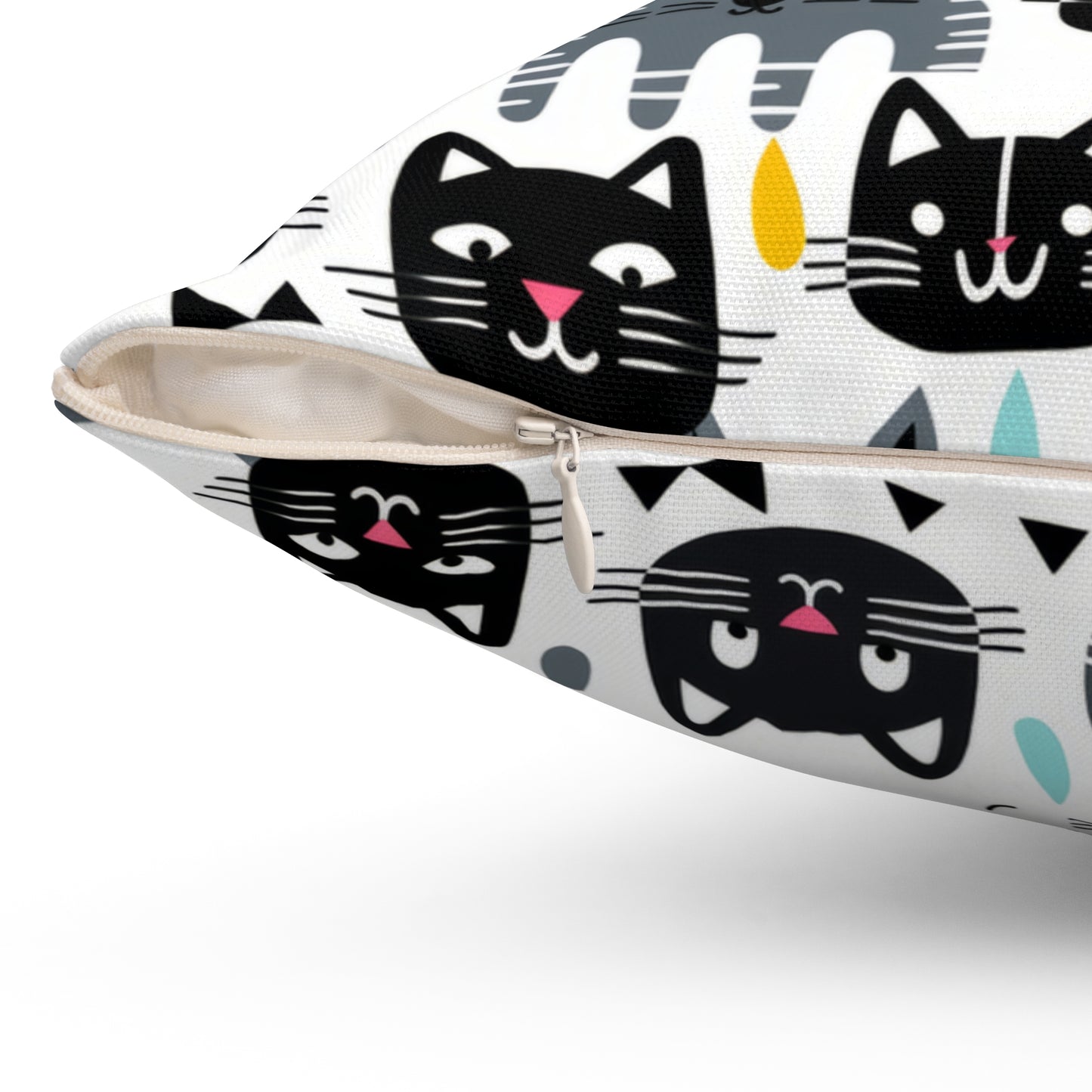 Adorable Feline-Inspired Spun Polyester Throw Pillow