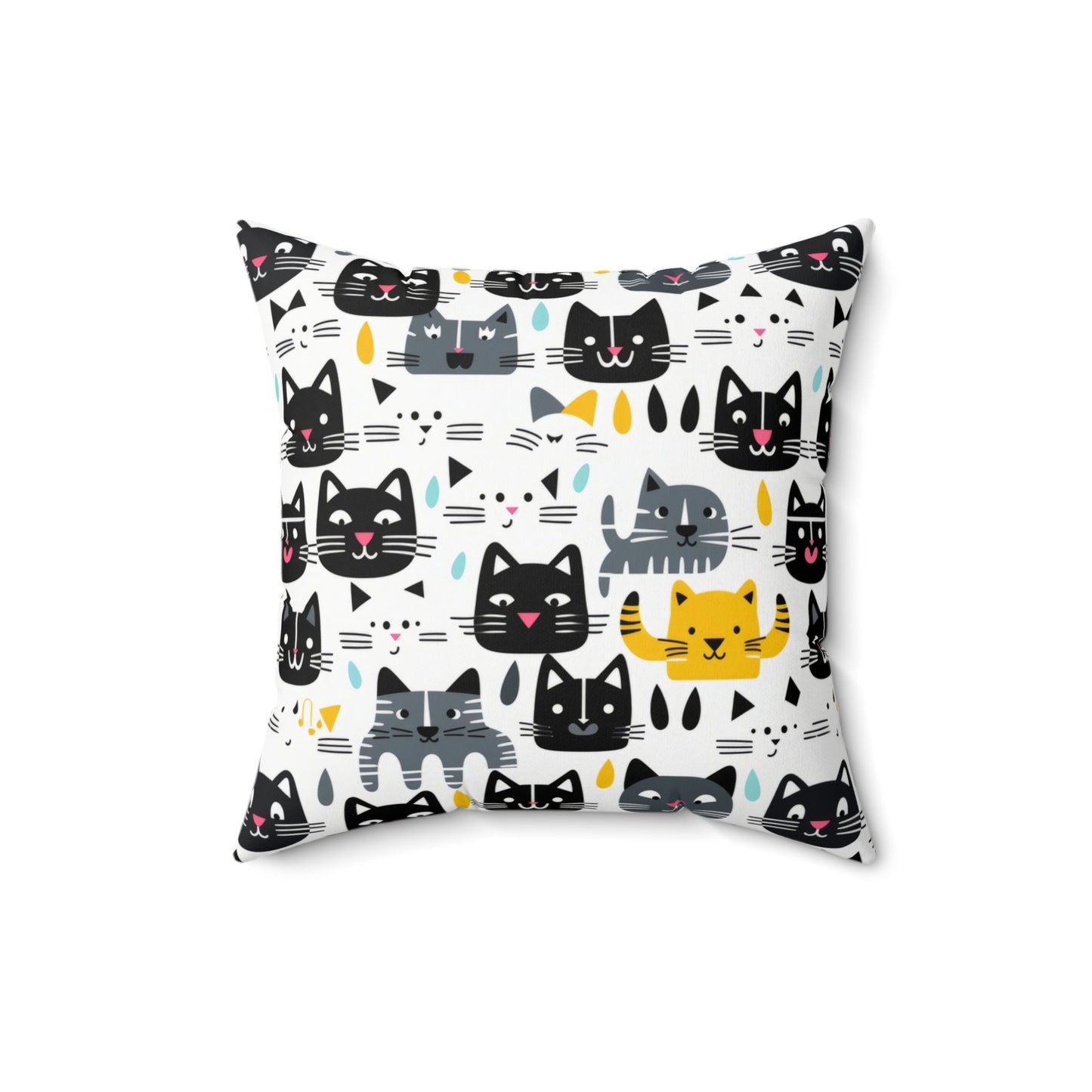 Adorable Feline-Inspired Spun Polyester Throw Pillow