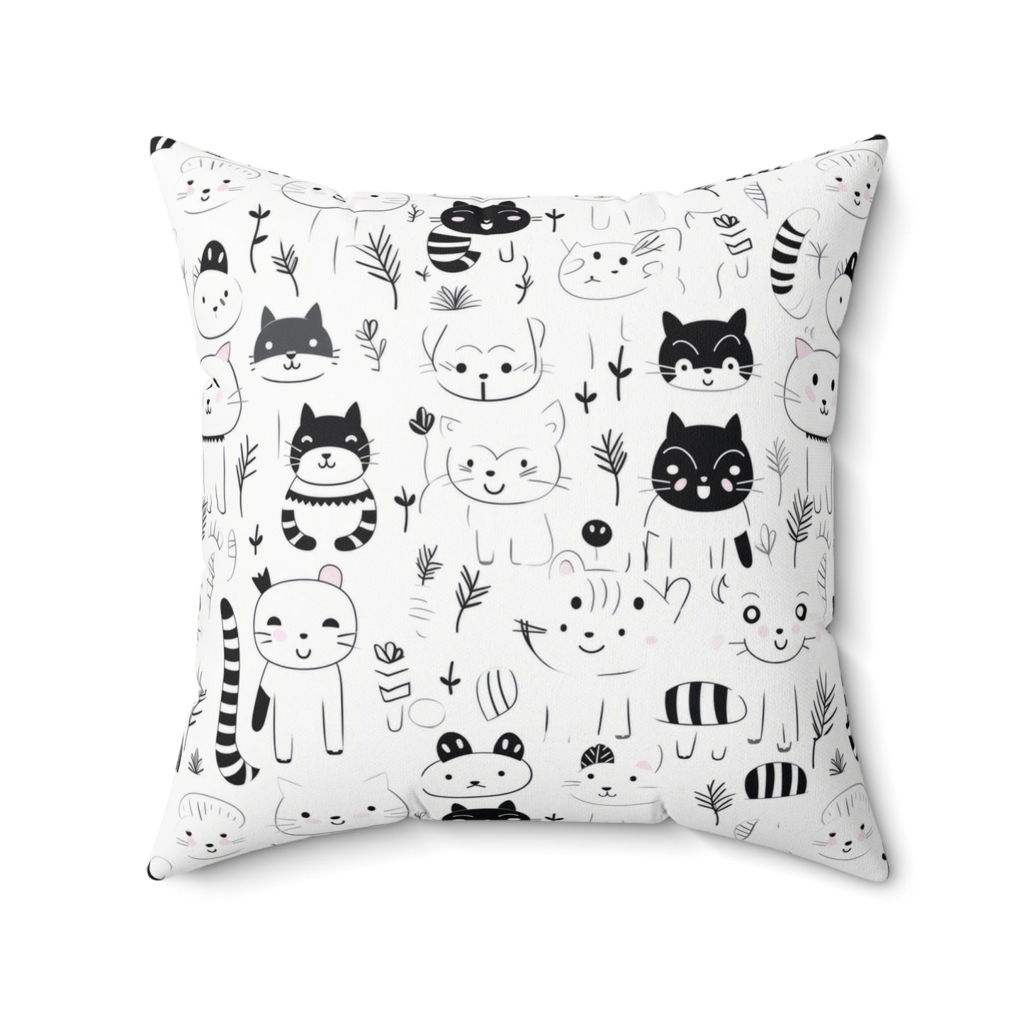 Charming Kitty-Themed Spun Polyester Throw Pillow