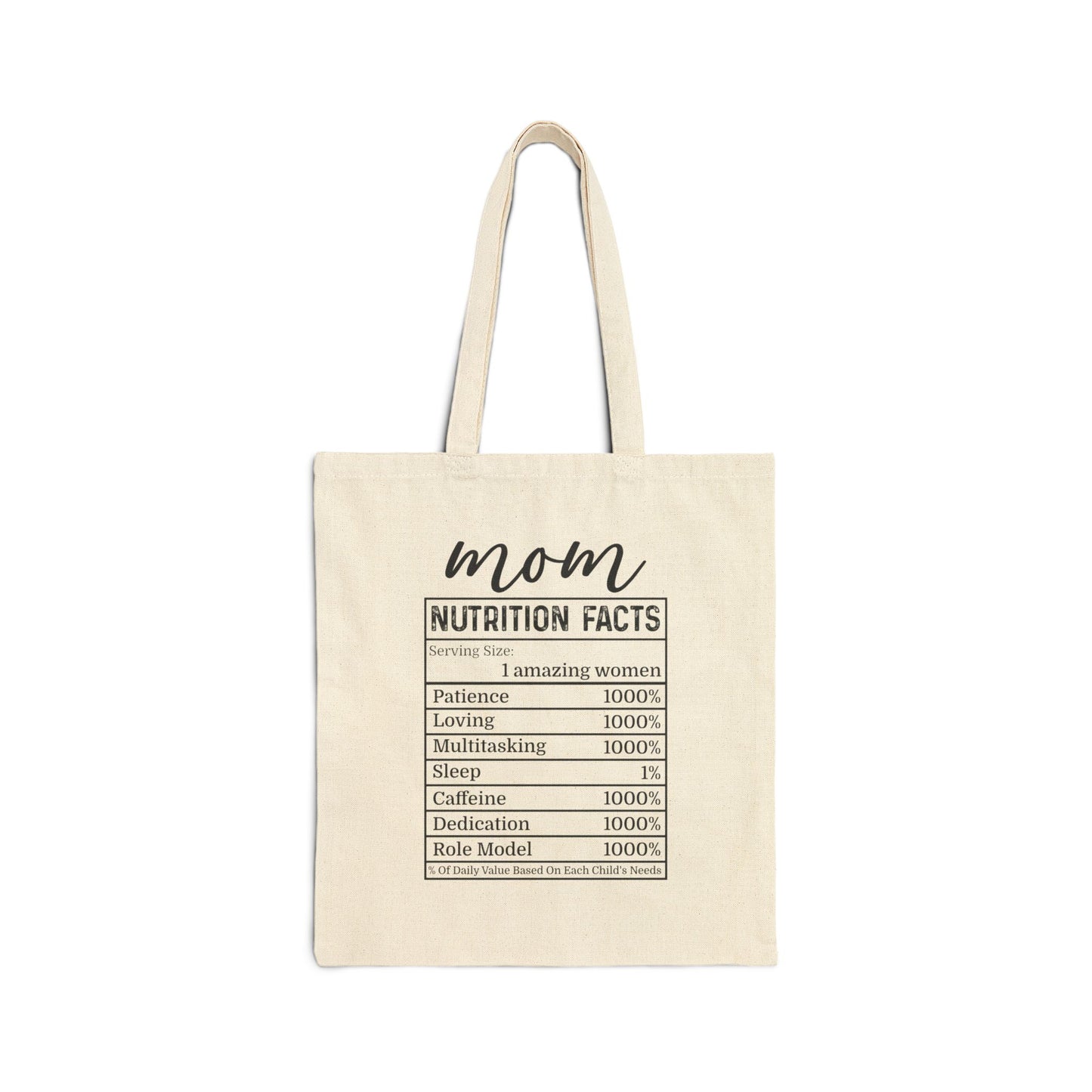 Mom Nutrition Facts Tote Bag