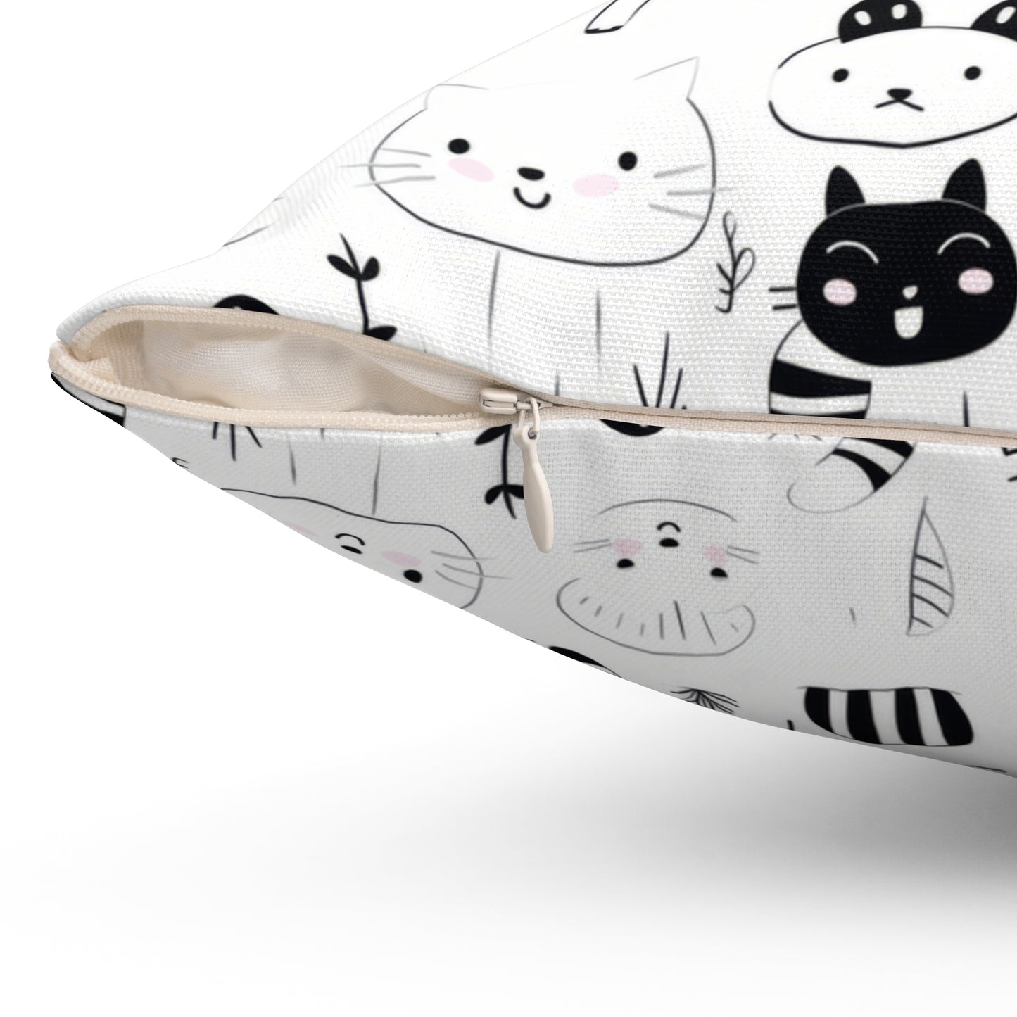 Charming Kitty-Themed Spun Polyester Throw Pillow