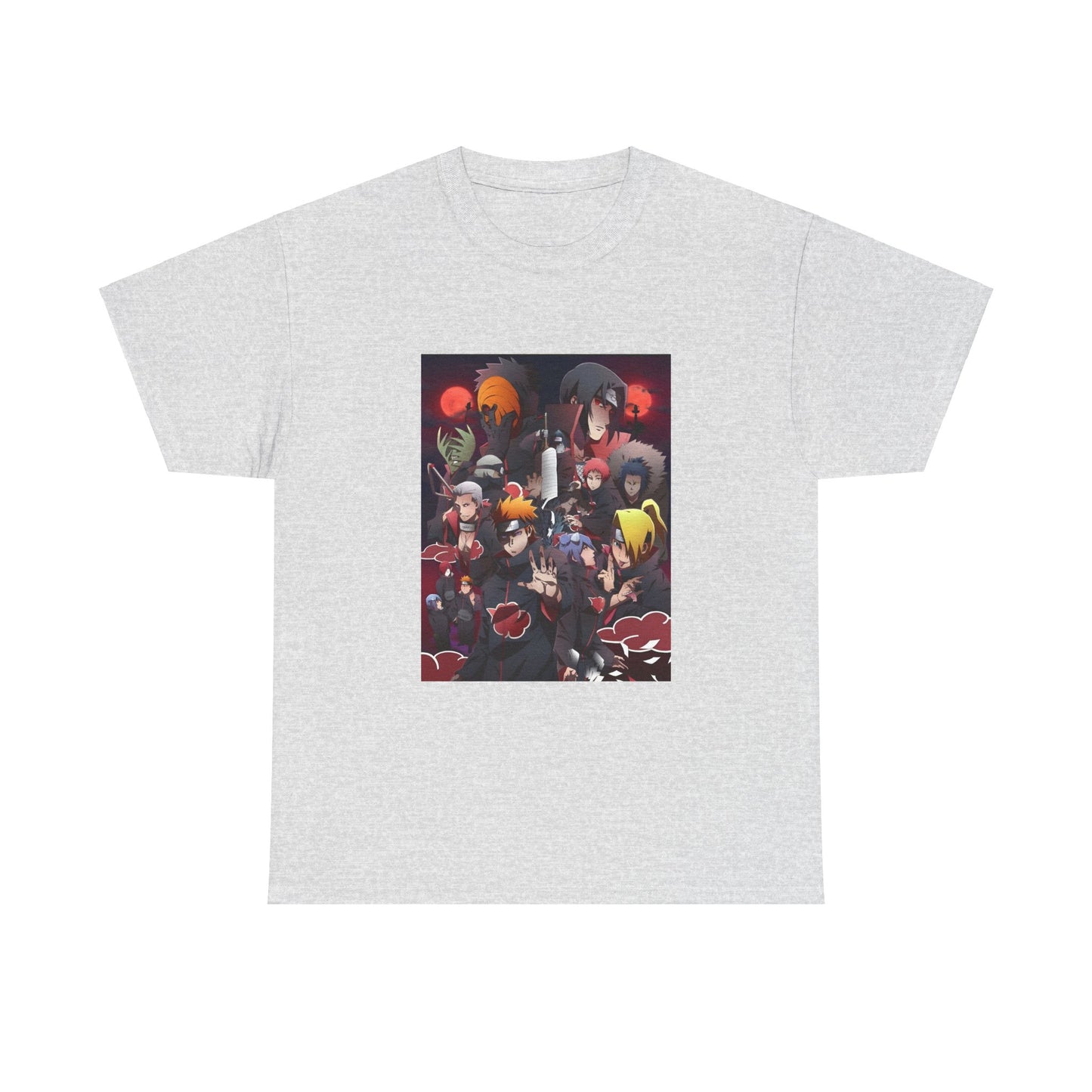 Unisex Heavy Cotton Naruto Akatsuki Anime Front and Back Printed Tee