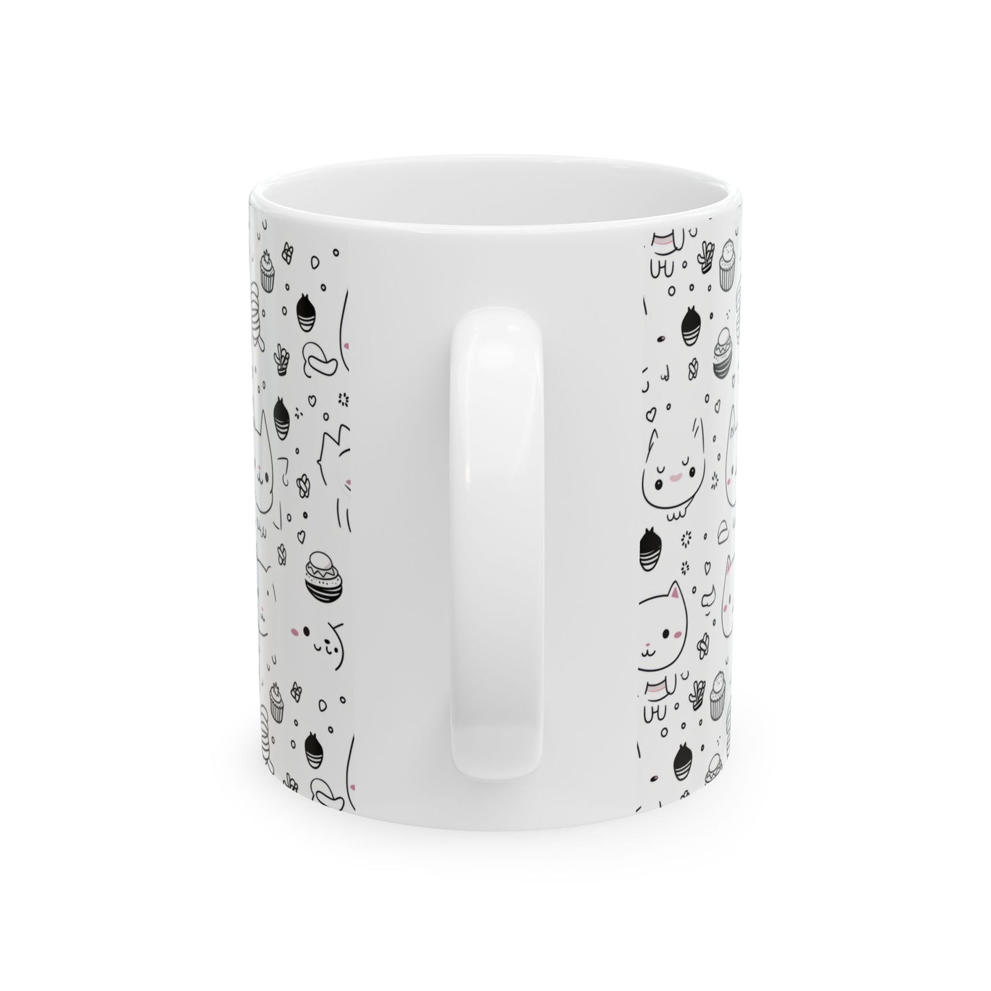 Purr-fectly Adorable Cat & Cupcake Print Ceramic Mug