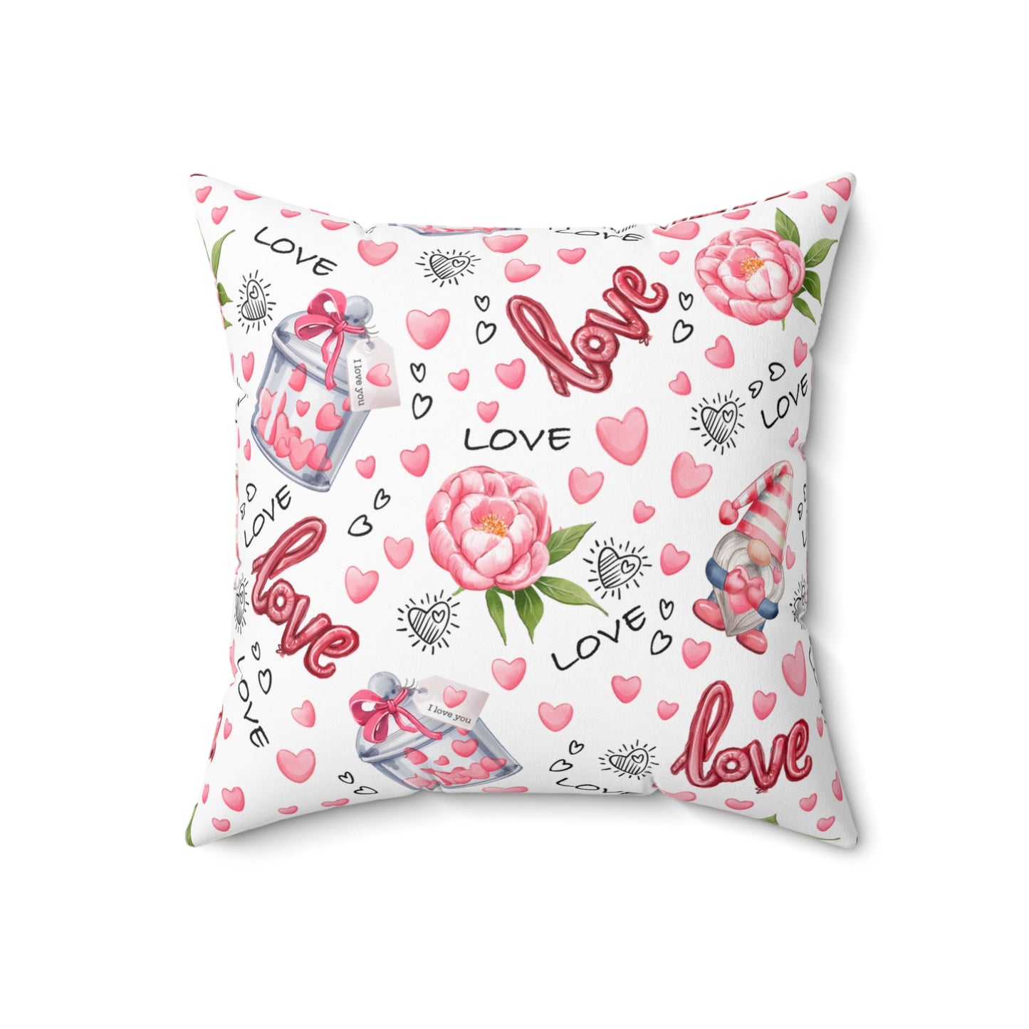 Love Heart Spun Polyester Square Pillow