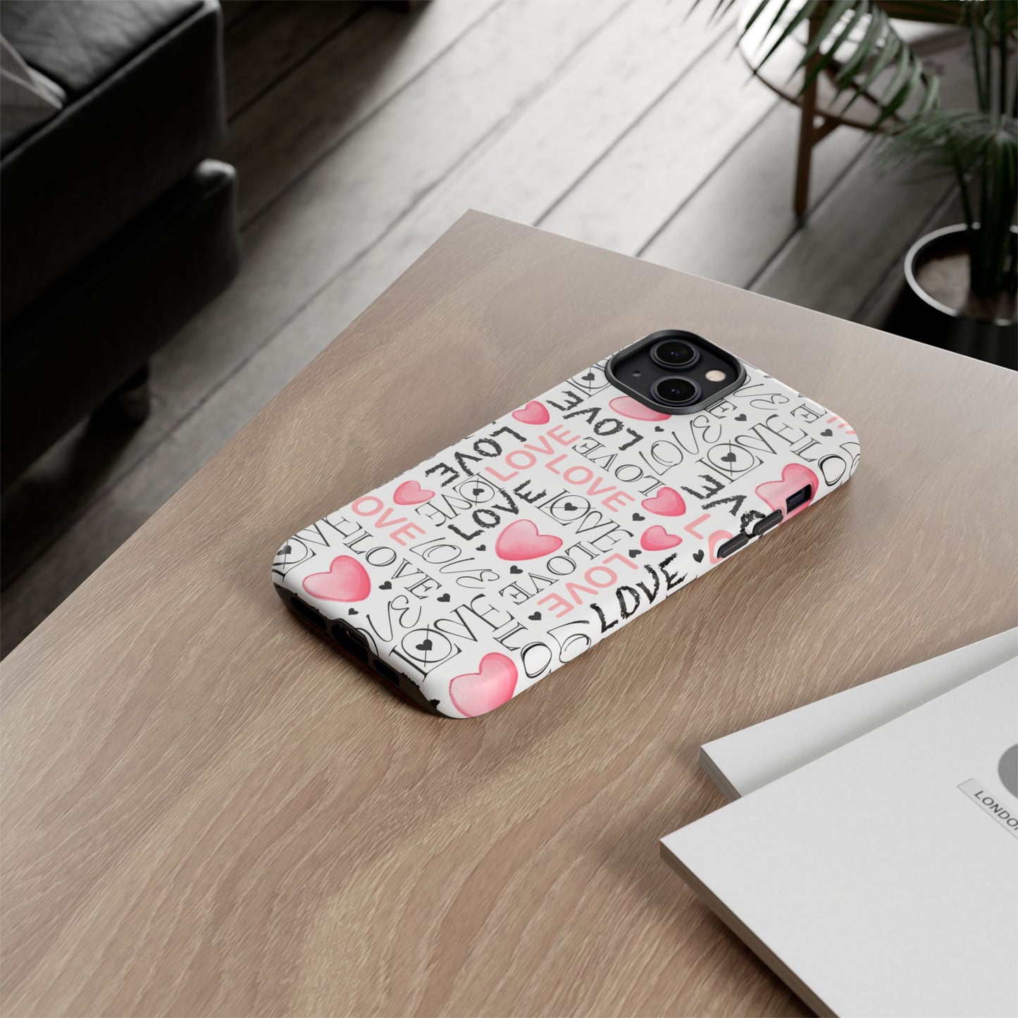 Love Typography-Themed Durable Phone Case