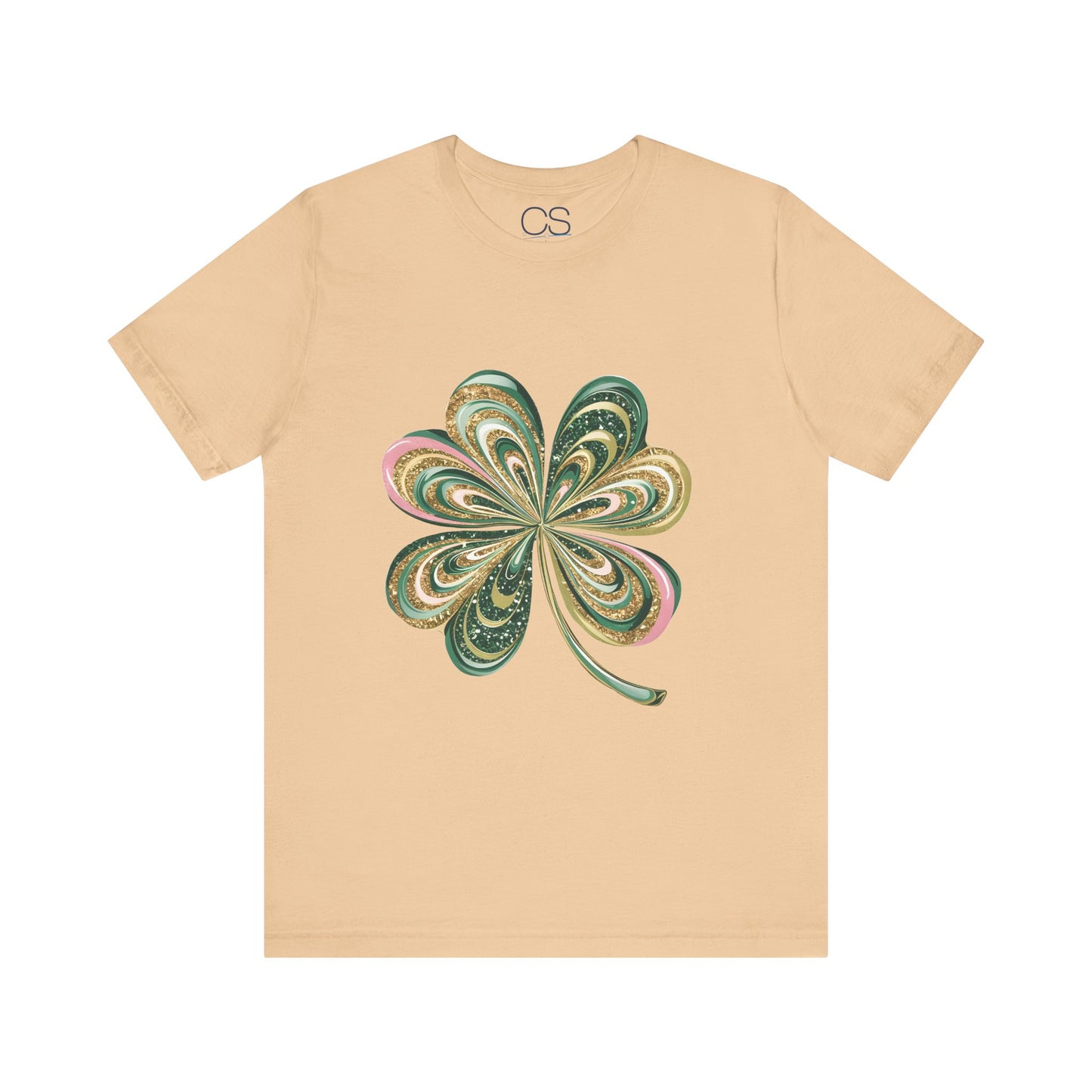 Artistic Shamrock T-Shirt | Gold and Green Swirl Clover Design | St. Patrick's Day Fashion Tee