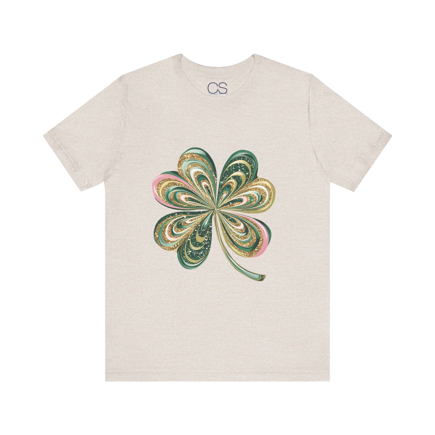 Artistic Shamrock T-Shirt | Gold and Green Swirl Clover Design | St. Patrick's Day Fashion Tee