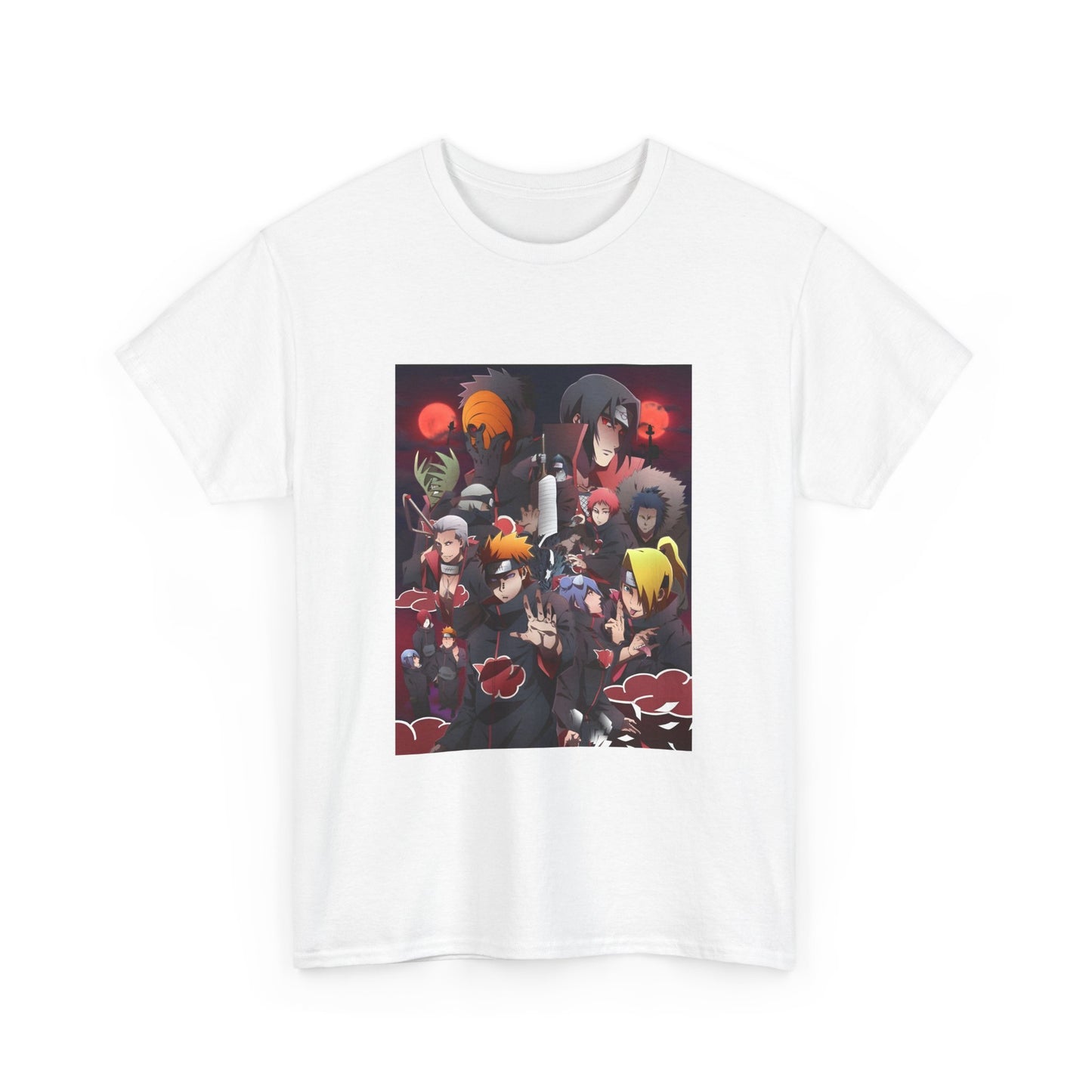 Unisex Heavy Cotton Naruto Akatsuki Anime Front and Back Printed Tee