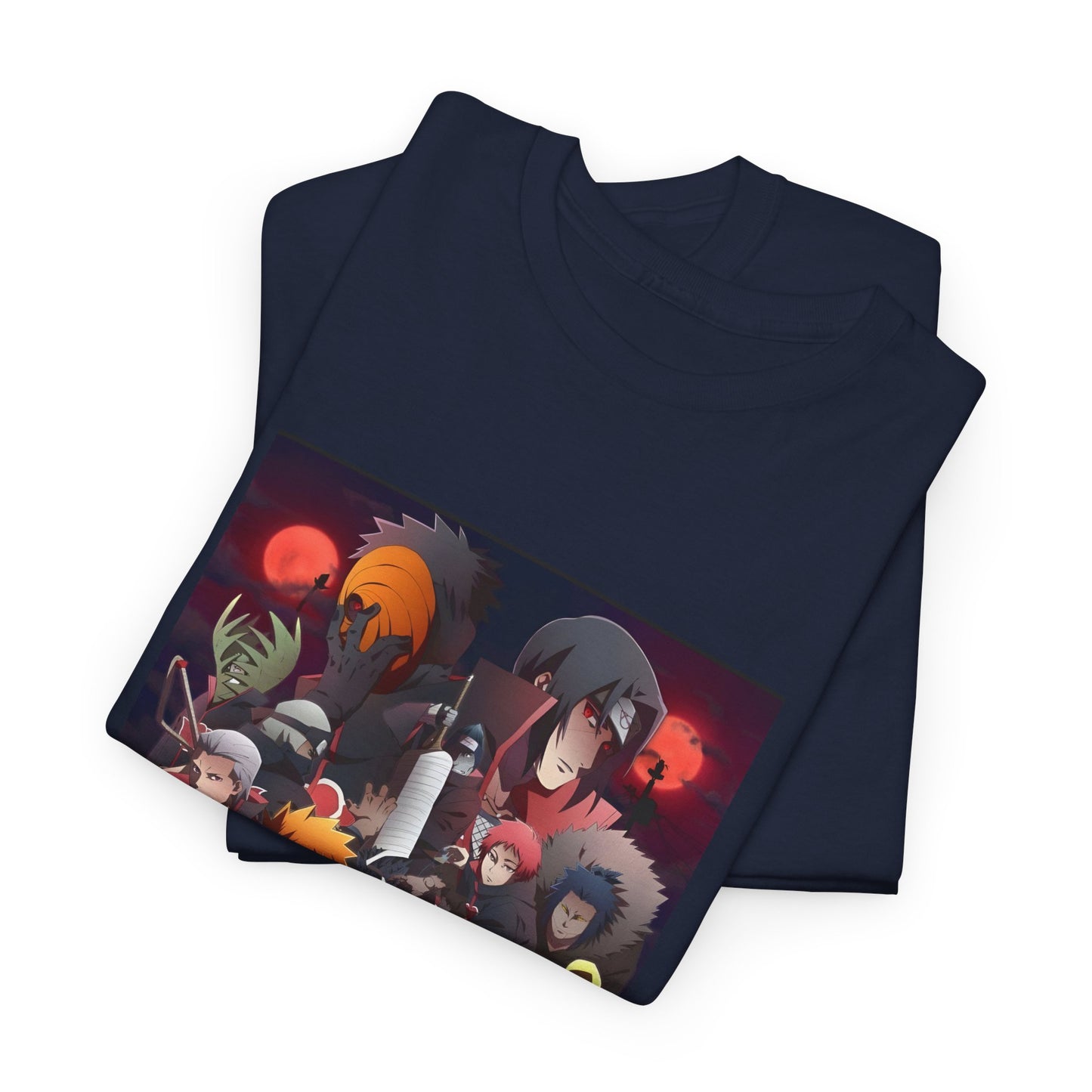 Unisex Heavy Cotton Naruto Akatsuki Anime Front and Back Printed Tee