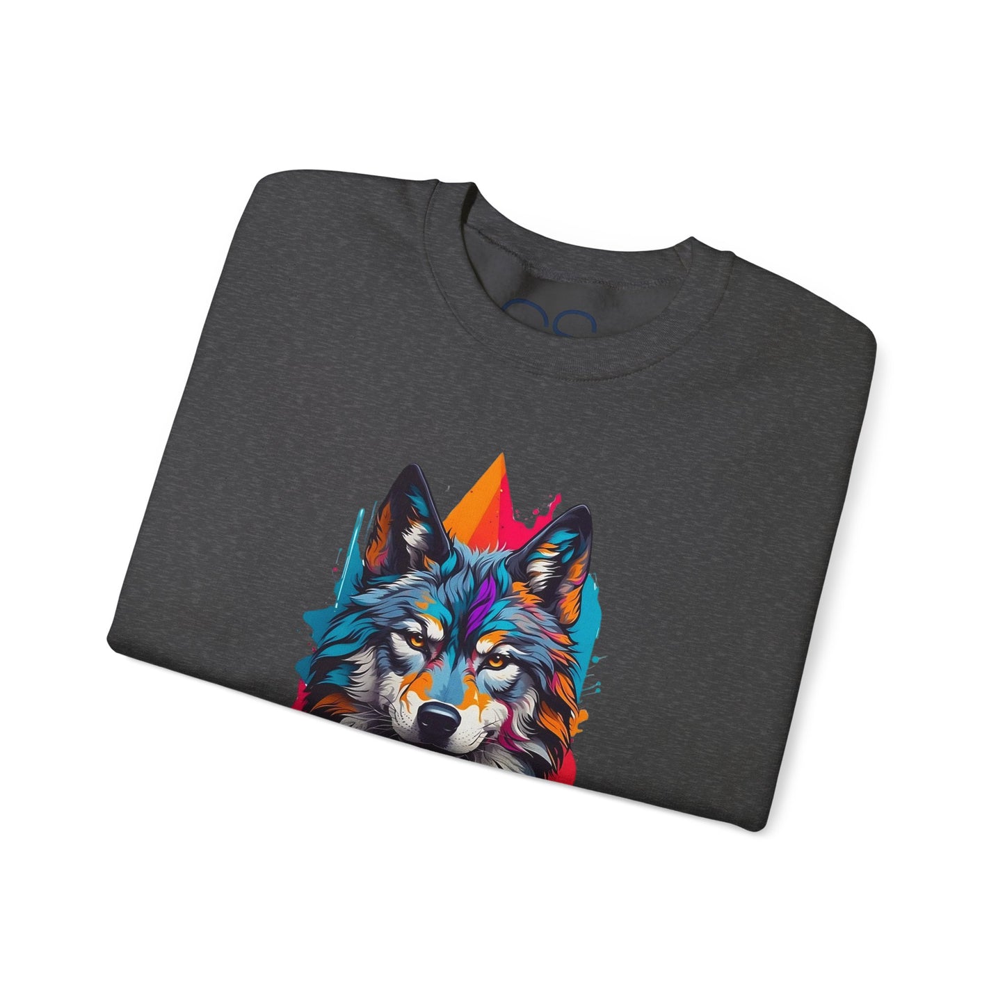 Vibrant Wolf Art Crewneck Sweatshirt - Watercolor Style Graphic