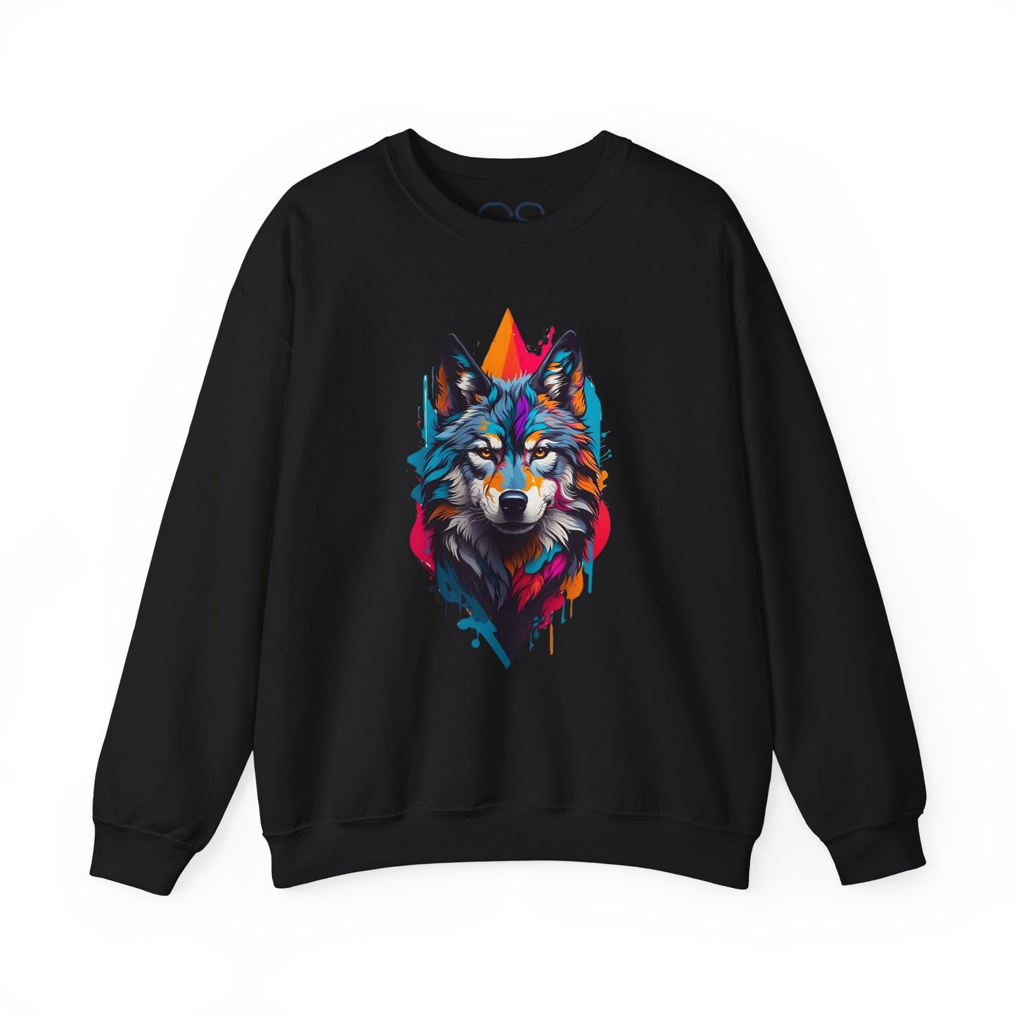 Vibrant Wolf Art Crewneck Sweatshirt - Watercolor Style Graphic