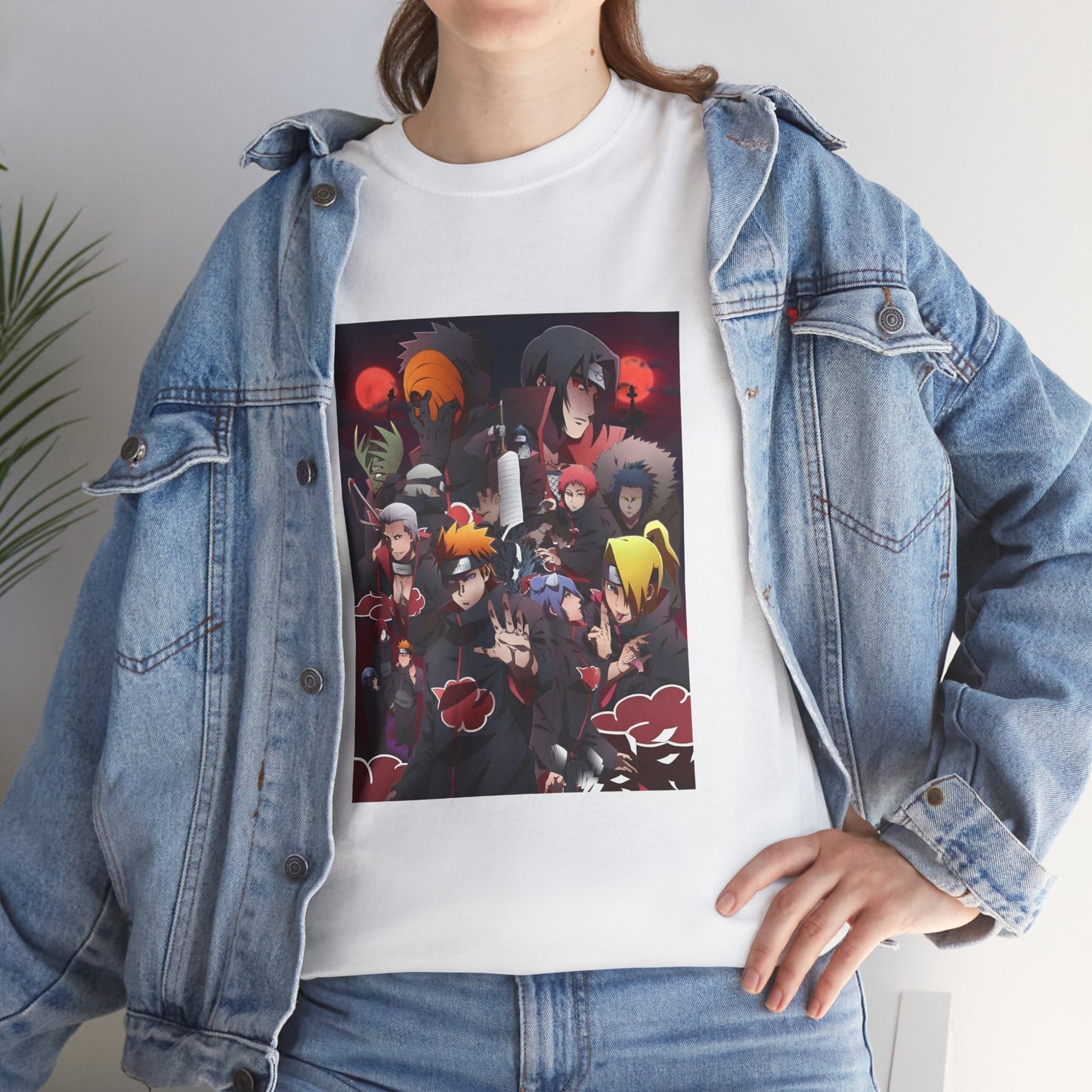 Unisex Heavy Cotton Naruto Akatsuki Anime Front and Back Printed Tee